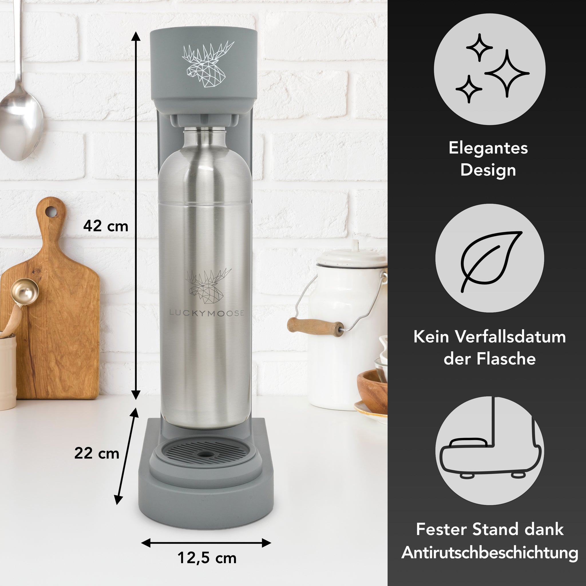Infinity Wassersprudler mit 2x 1,25L Edelstahlflaschen