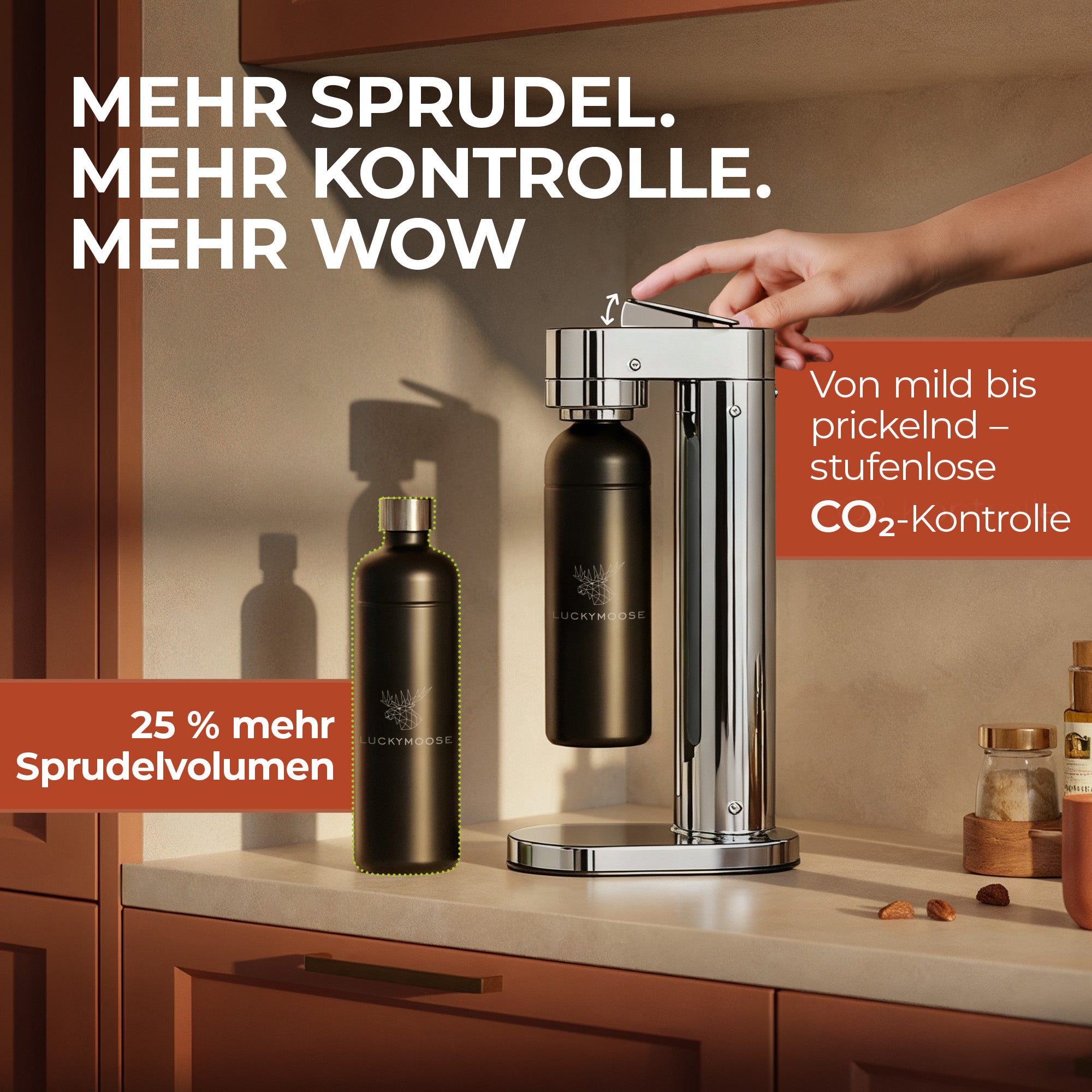 Infinity-S Wassersprudler mit 2x 1,25L Edelstahlflaschen