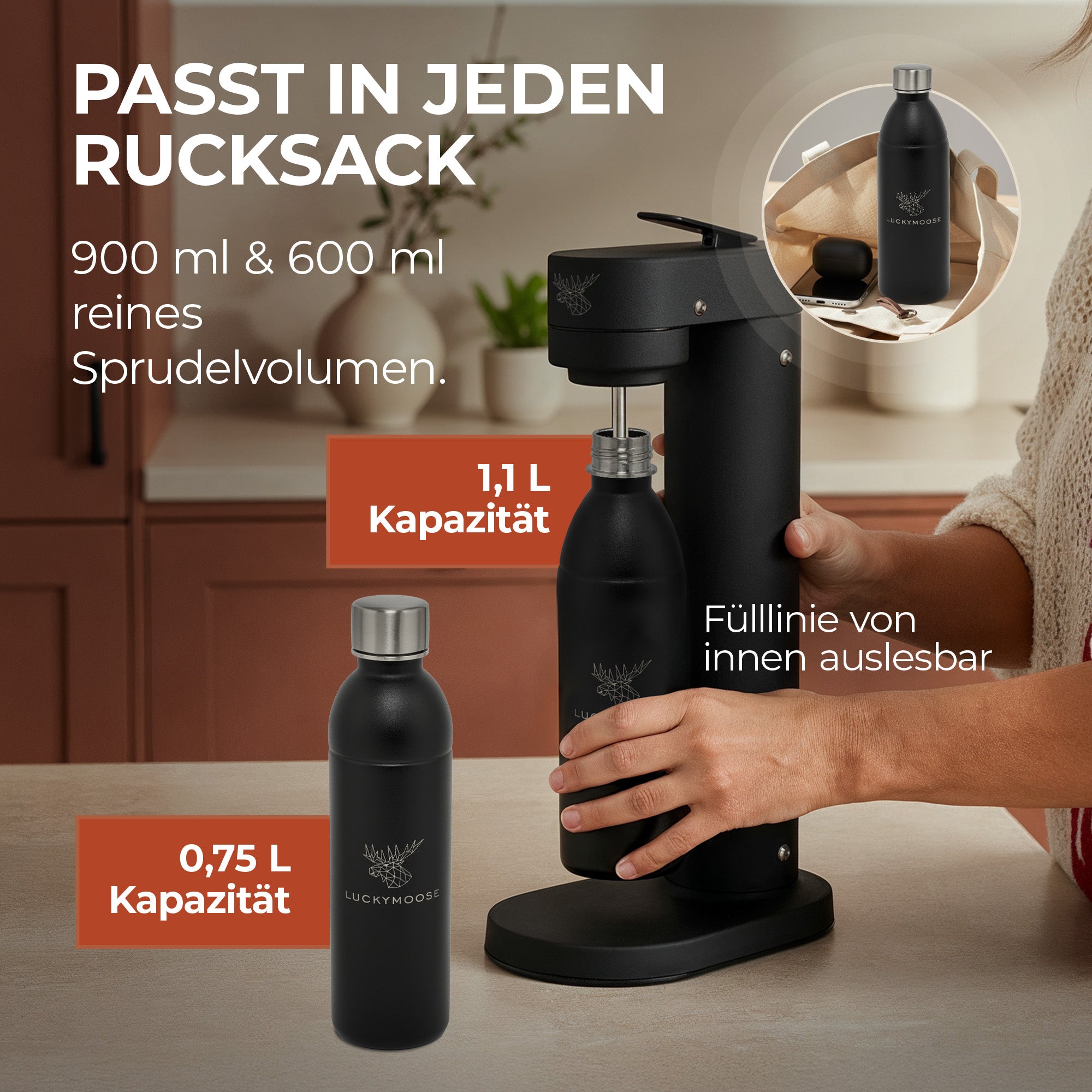 Infinity Edelstahlflasche für 1,1L & 0,75L Sodastream TERRA & DUO