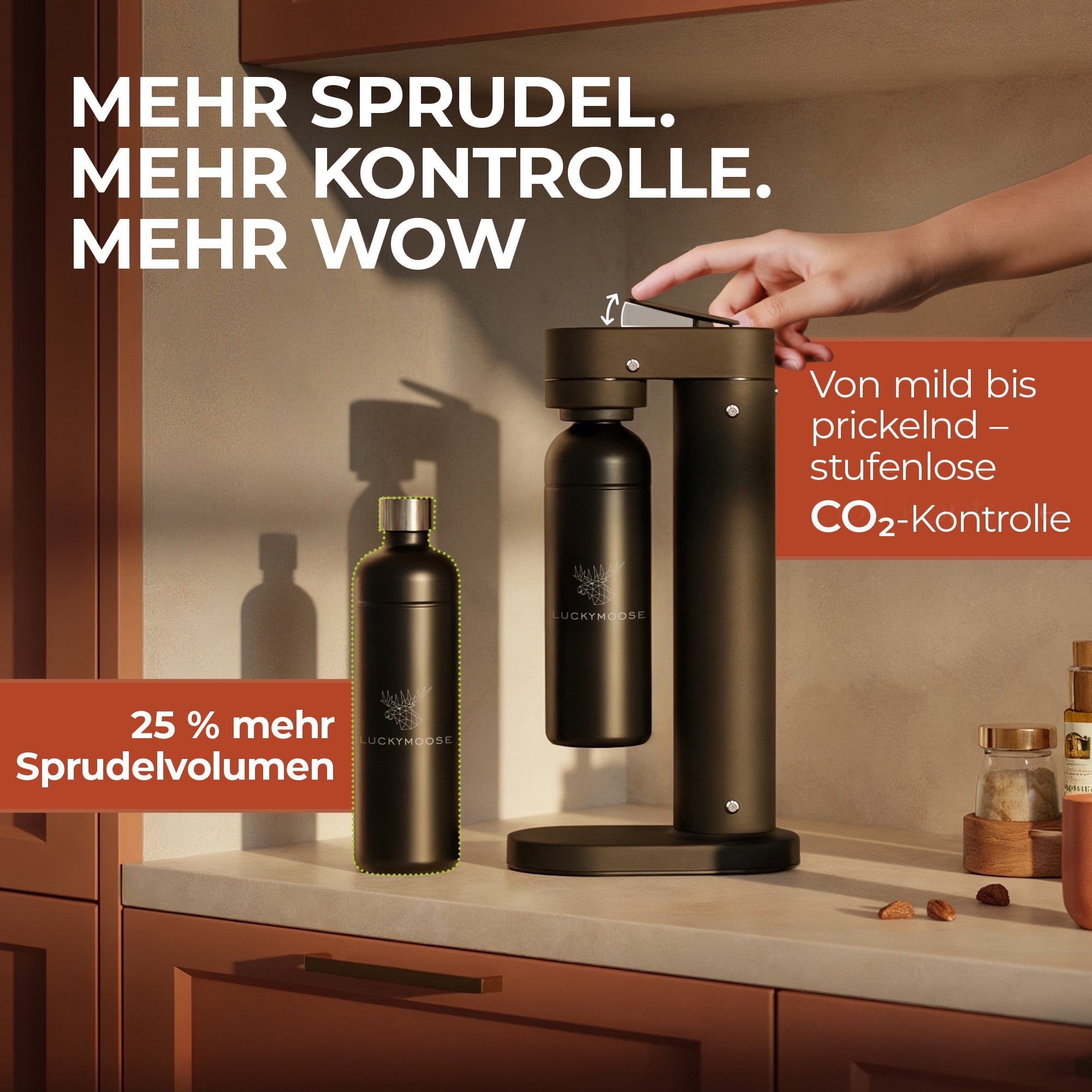 Infinity-S Wassersprudler mit 2x 1,25L Edelstahlflaschen