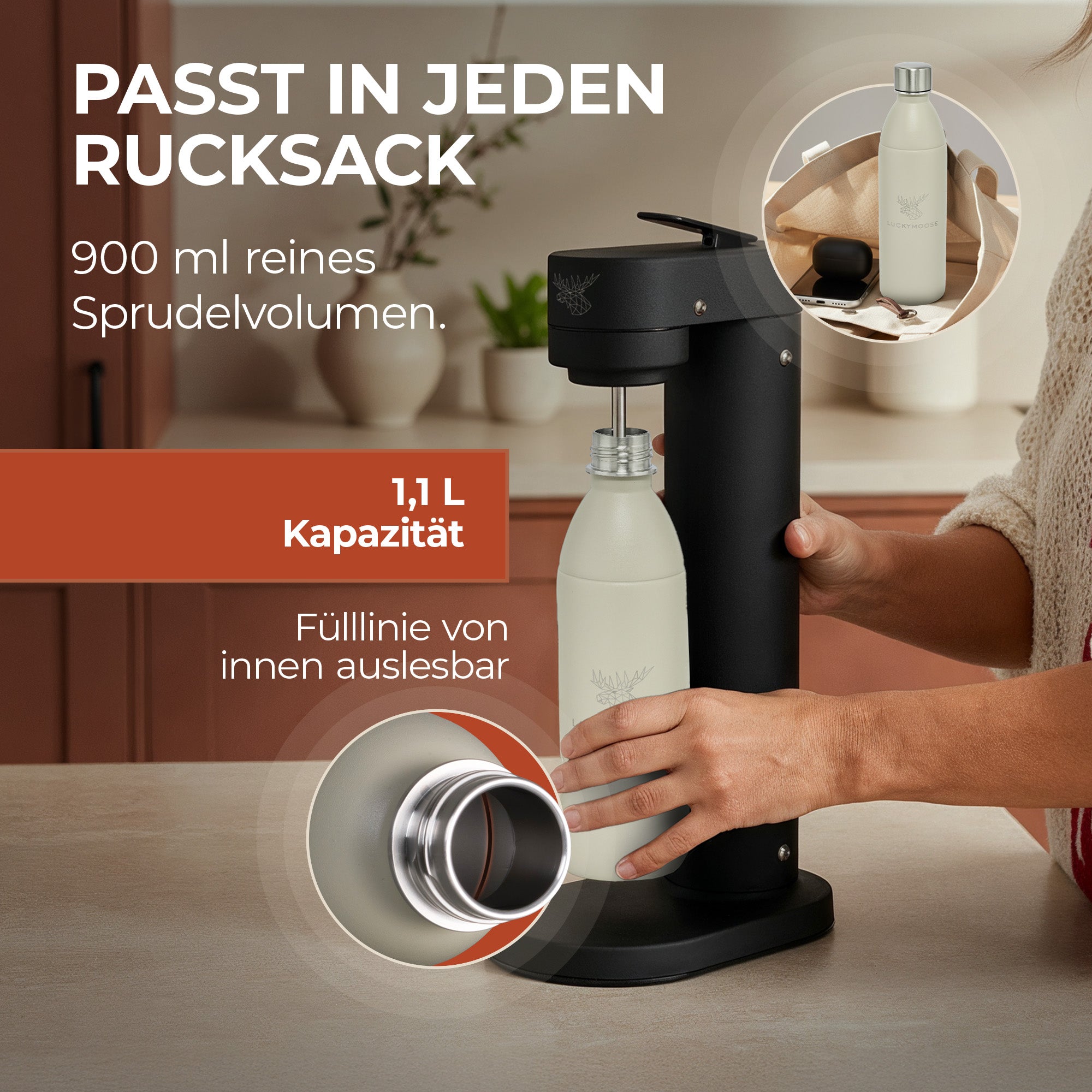 Infinity Edelstahlflasche für 1,1L & 0,75L Sodastream TERRA & DUO