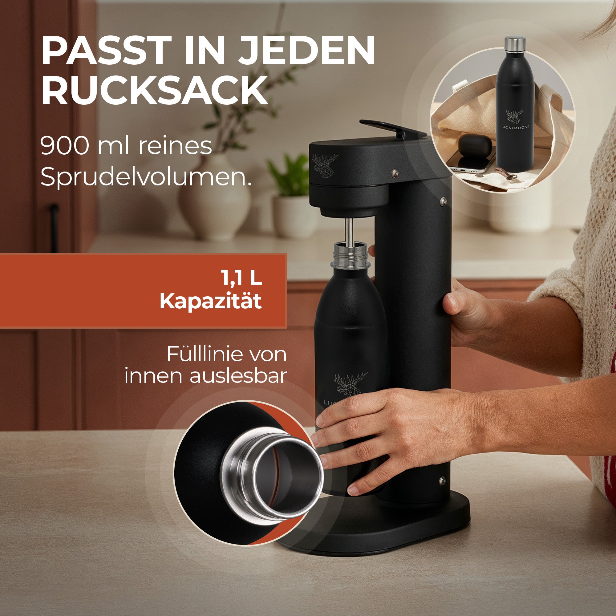 Infinity Edelstahlflasche für 1,1L & 0,75L Sodastream TERRA & DUO