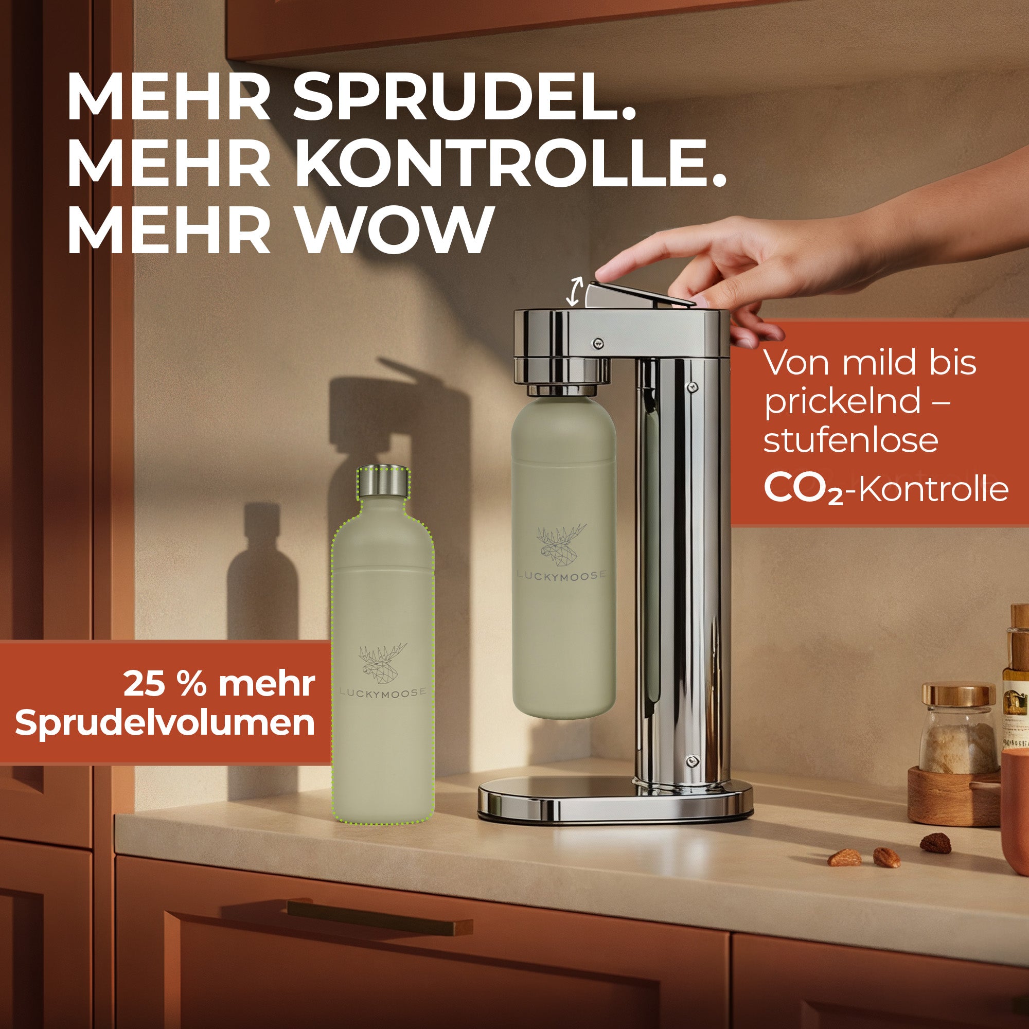 Infinity-S Wassersprudler mit 2x 1,25L Edelstahlflaschen