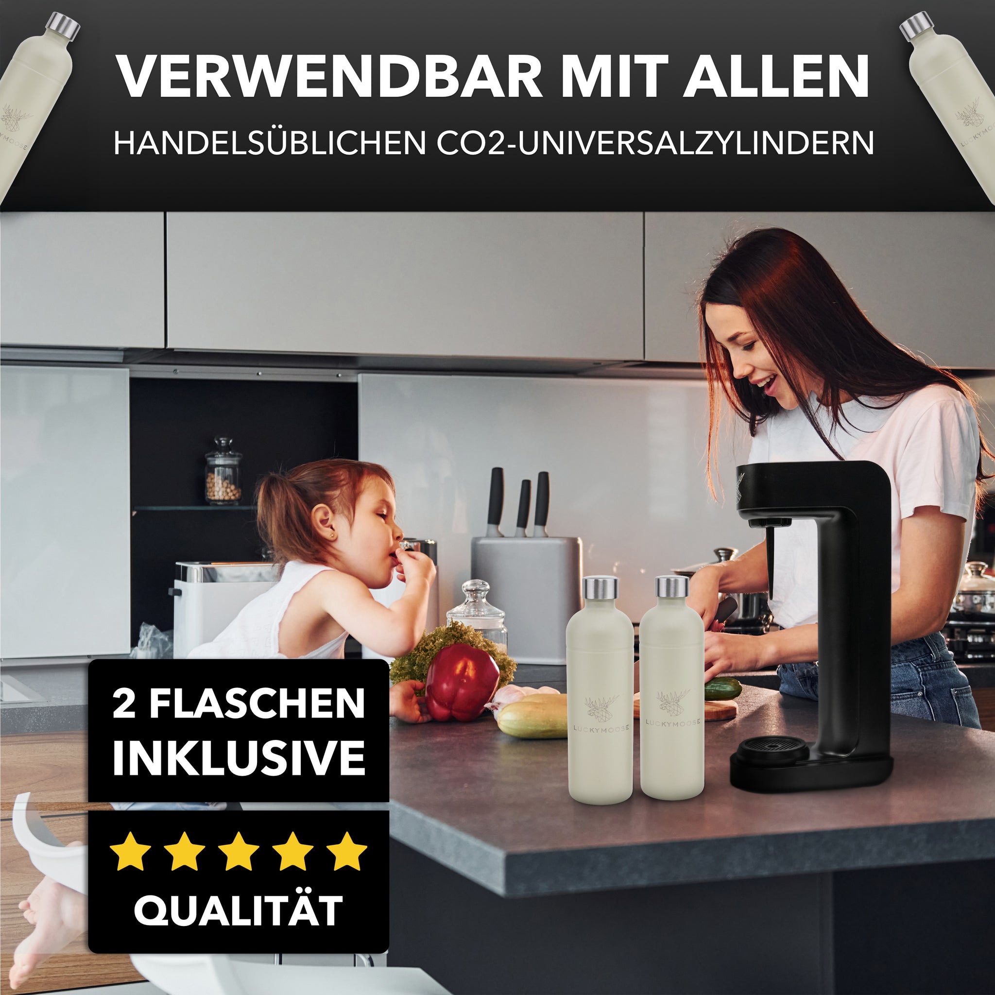 Infinity Wassersprudler mit 2x 1,25L Edelstahlflaschen