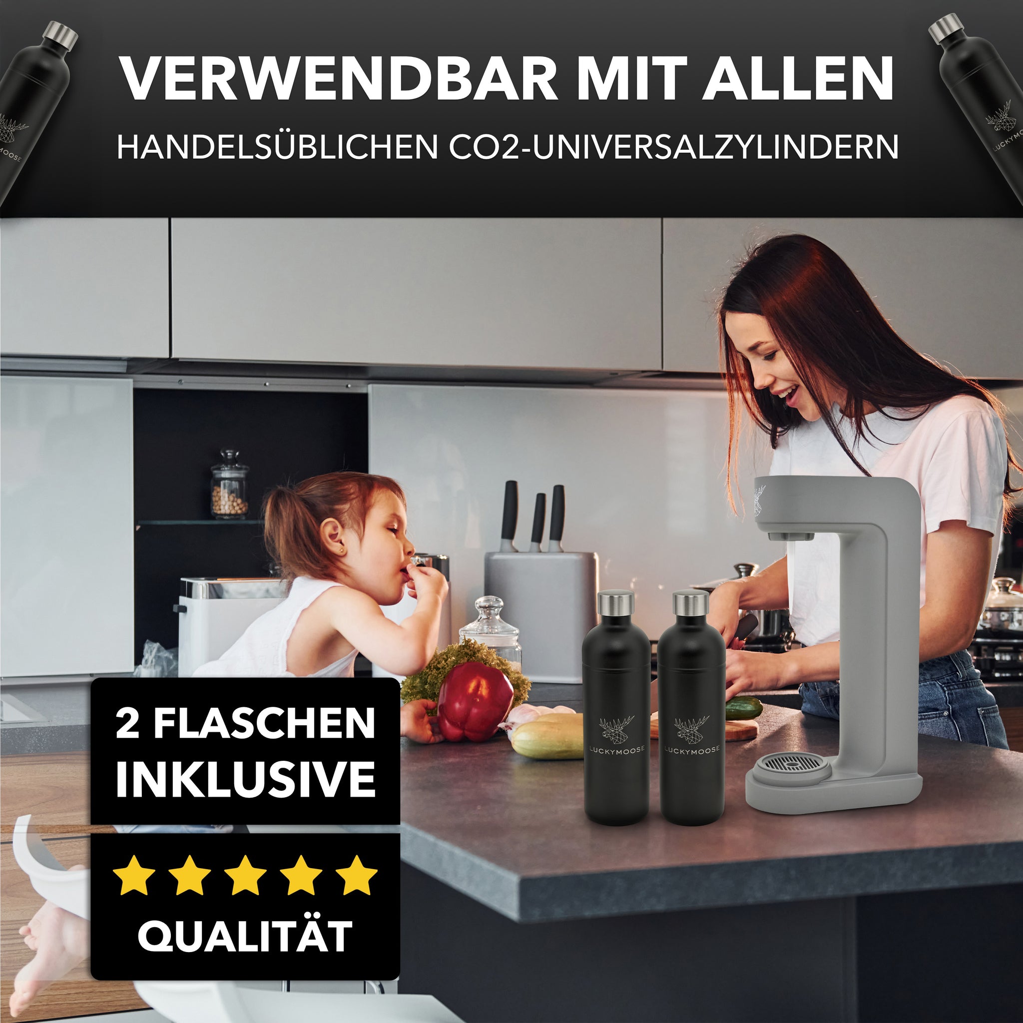 Infinity Wassersprudler mit 2x 1,25L Edelstahlflaschen