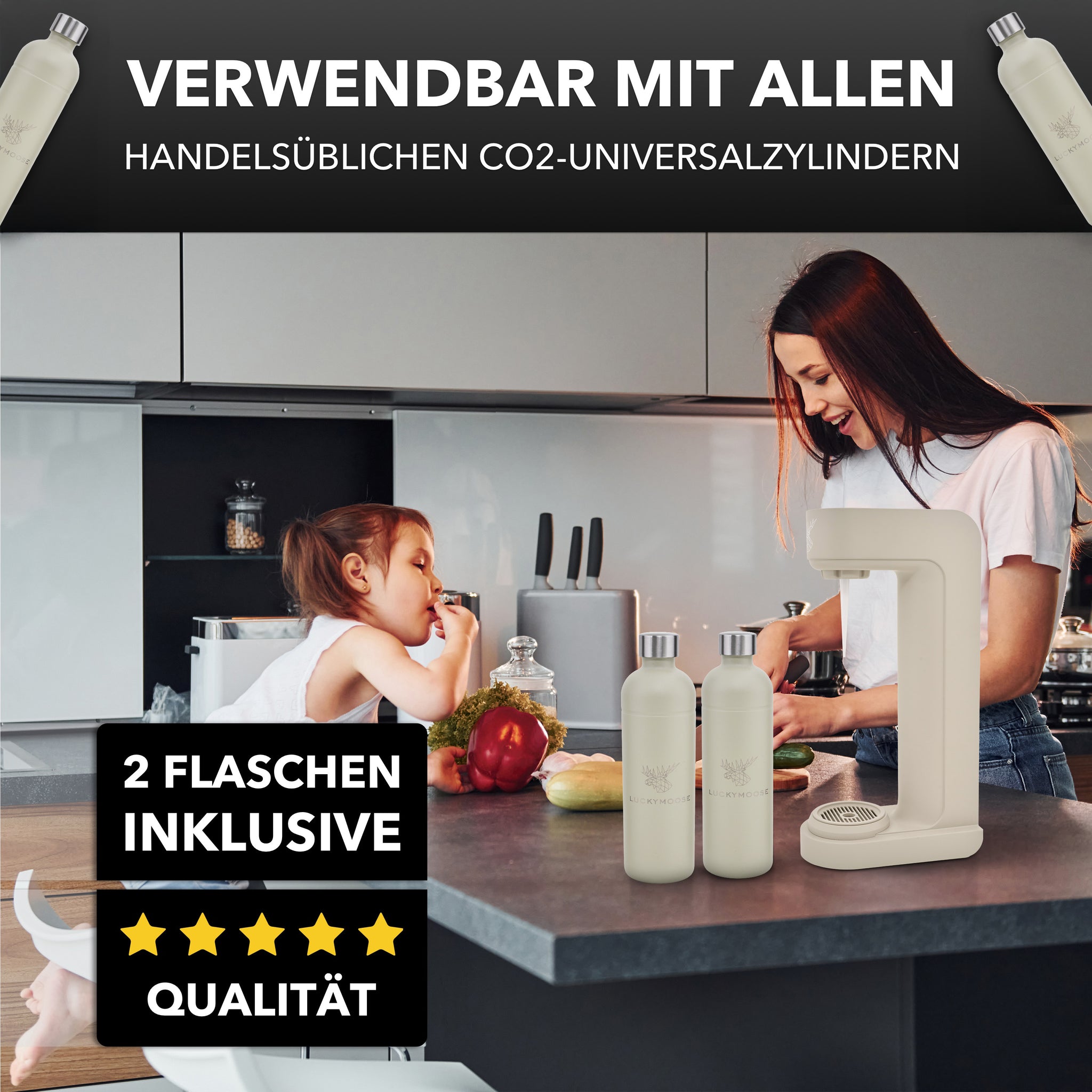 Infinity Wassersprudler mit 2x 1,25L Edelstahlflaschen