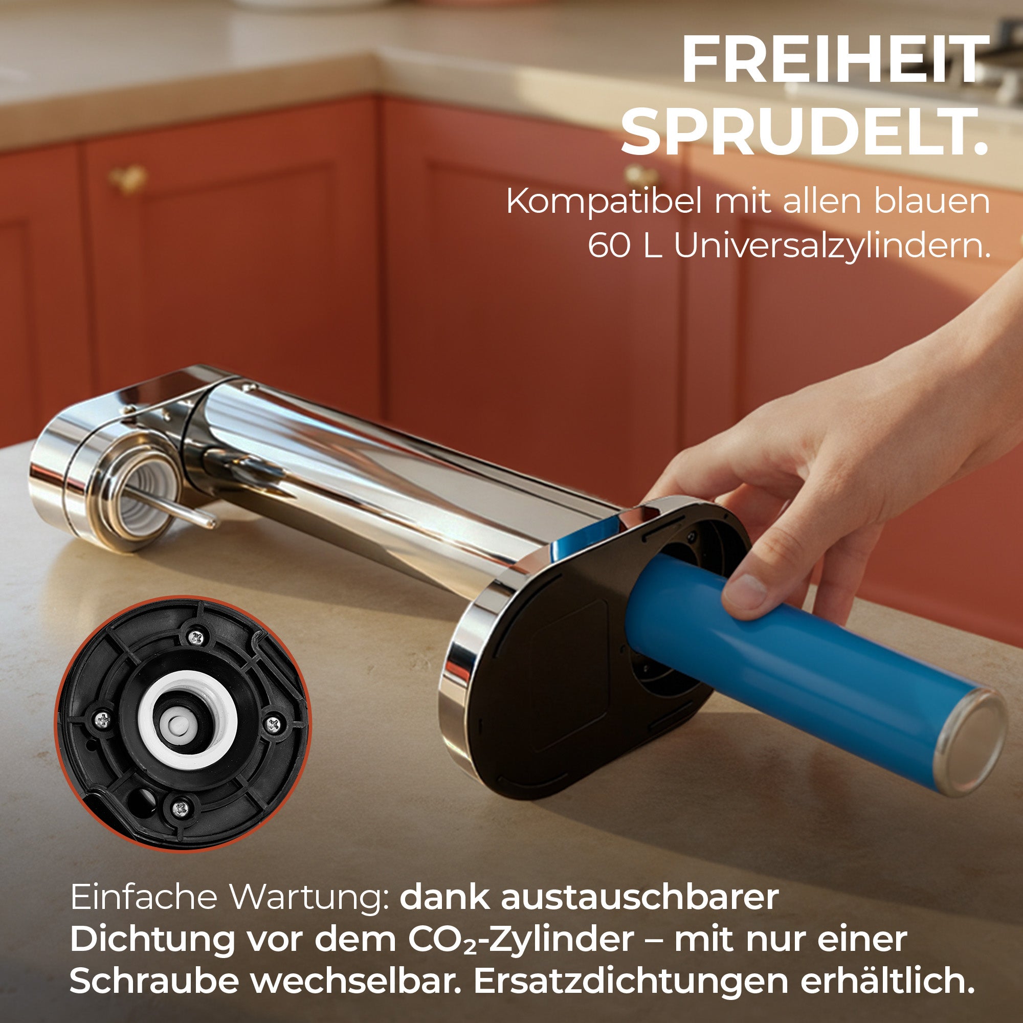 Infinity-S Wassersprudler mit 2x 1,25L Edelstahlflaschen