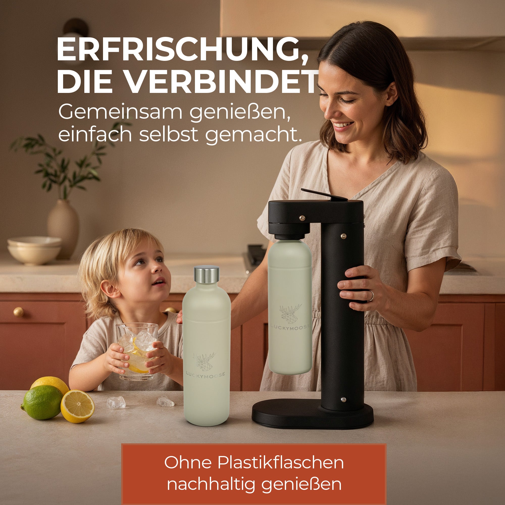 Infinity-S Wassersprudler mit 2x 1,25L Edelstahlflaschen