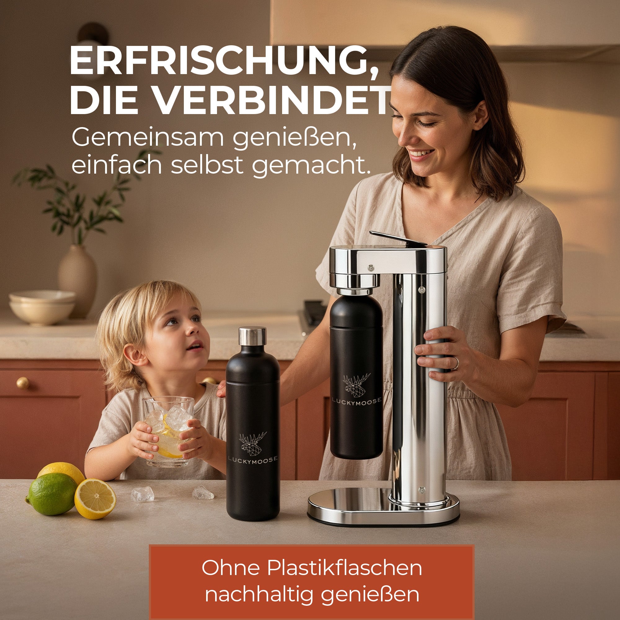 Infinity-S Wassersprudler mit 2x 1,25L Edelstahlflaschen