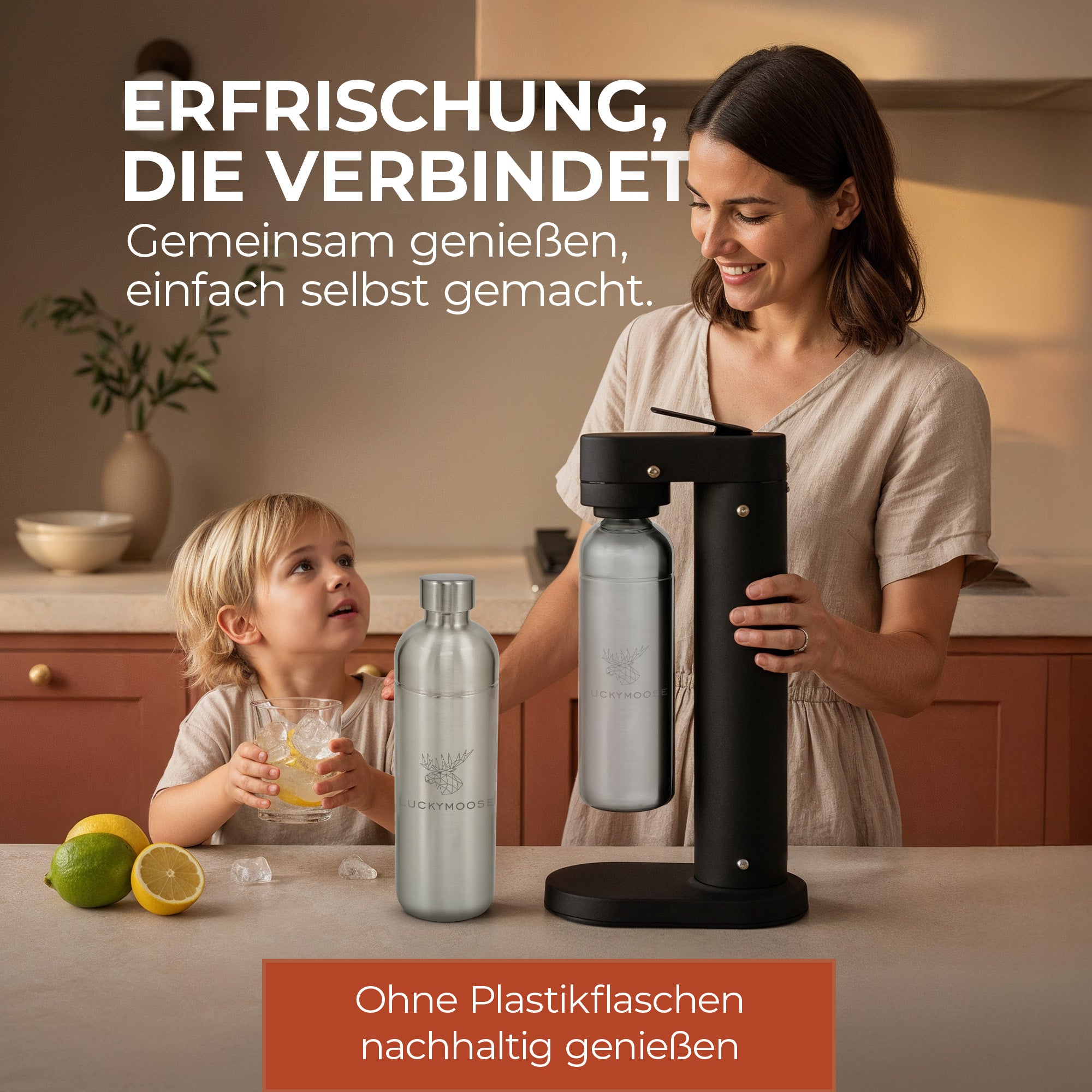 Infinity-S Wassersprudler mit 2x 1,25L Edelstahlflaschen
