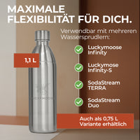 Infinity Edelstahlflasche für 1,1L & 0,75L Sodastream TERRA & DUO