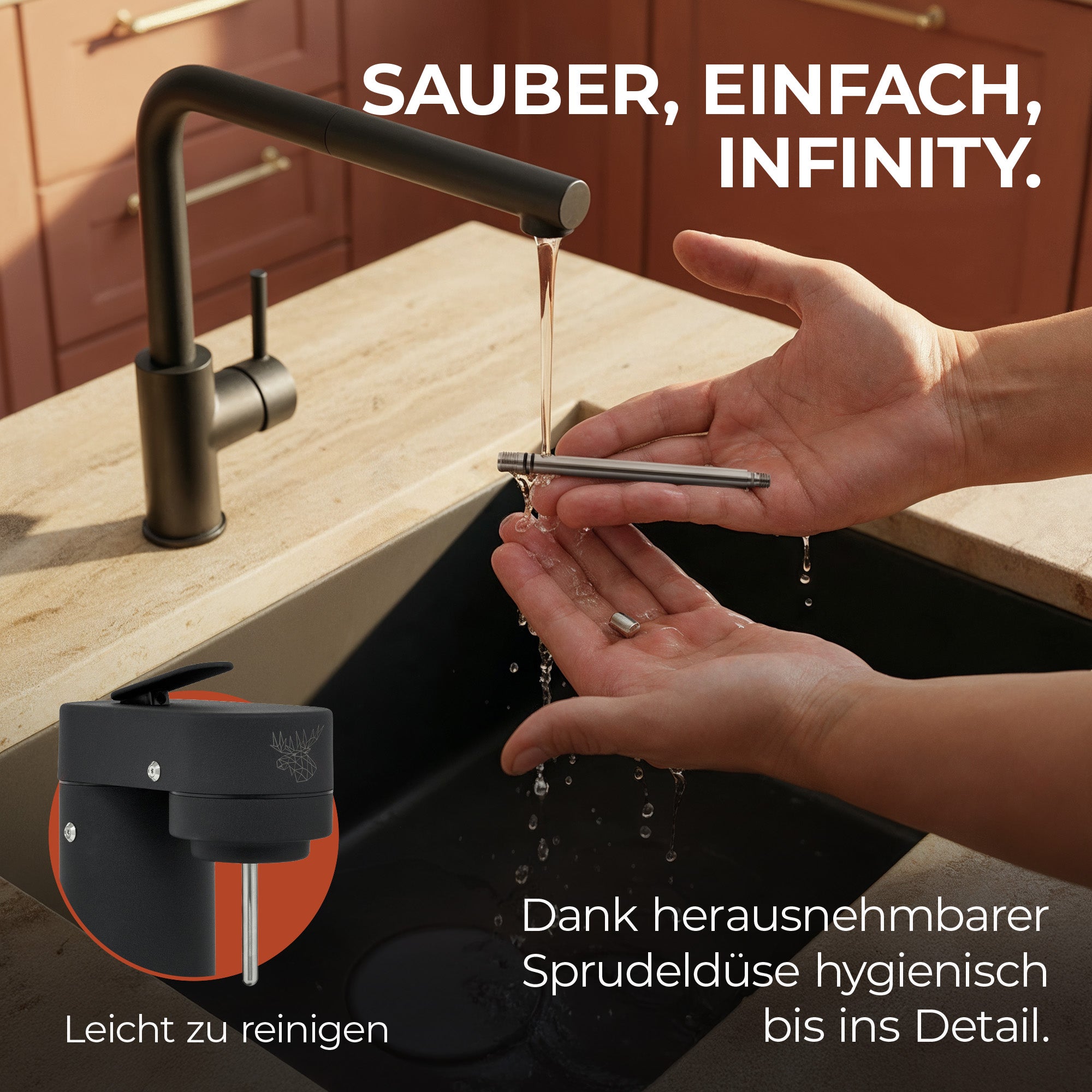 Infinity-S Wassersprudler mit 2x 1,25L Edelstahlflaschen