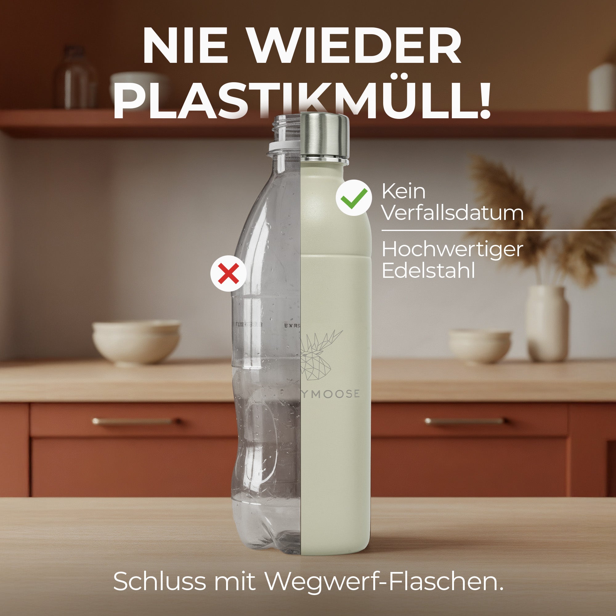 Infinity Edelstahlflasche 1,25L für Aarke, Philips, Brita