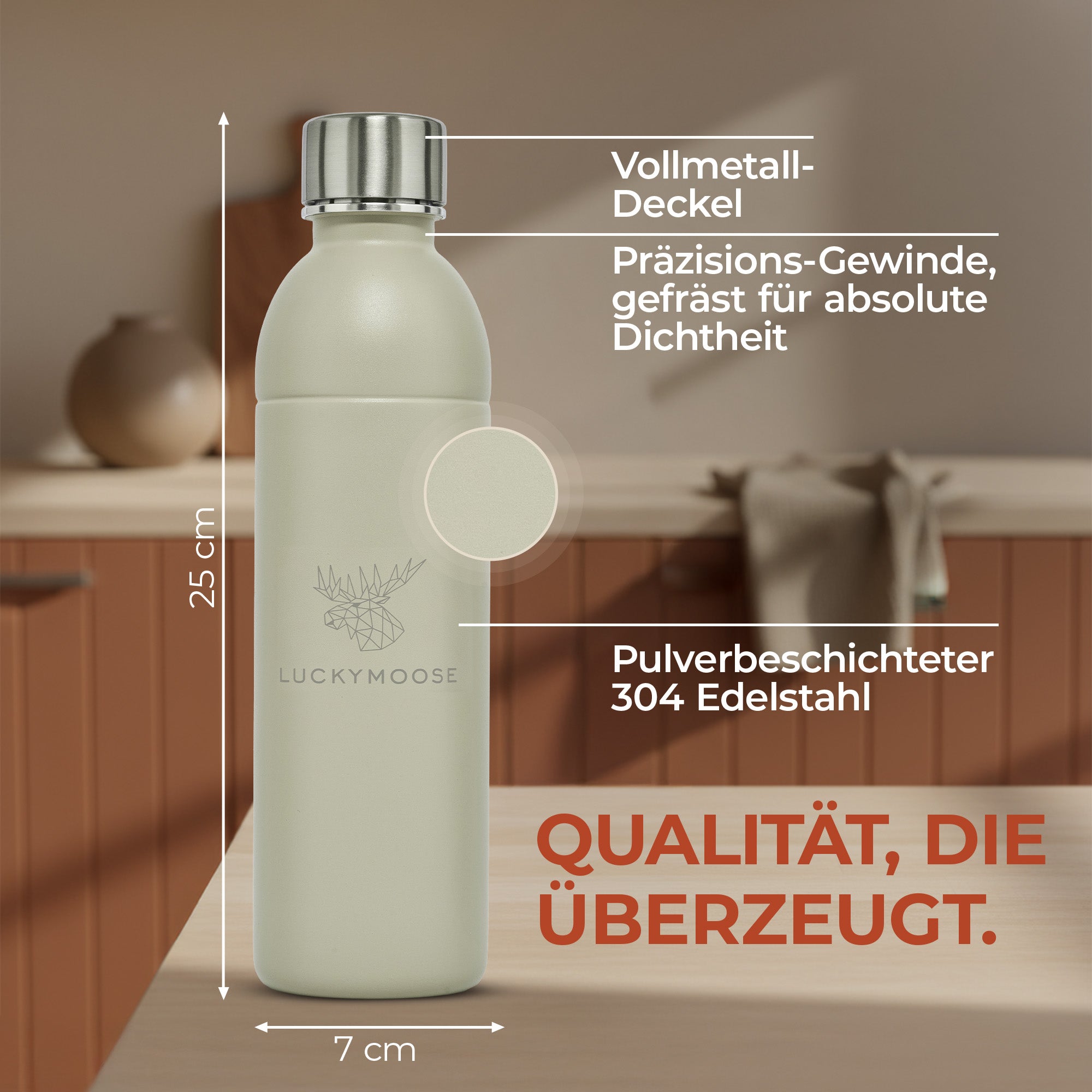 Infinity Edelstahlflasche 1,25L für Aarke, Philips, Brita