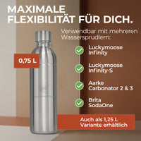 Infinity Edelstahlflasche 1,25L für Aarke, Philips, Brita