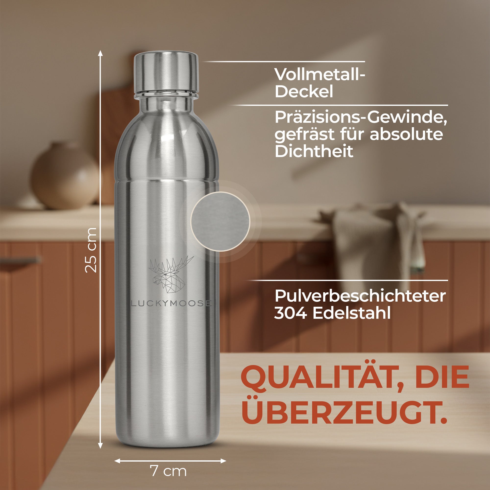 Infinity Edelstahlflasche 1,25L für Aarke, Philips, Brita