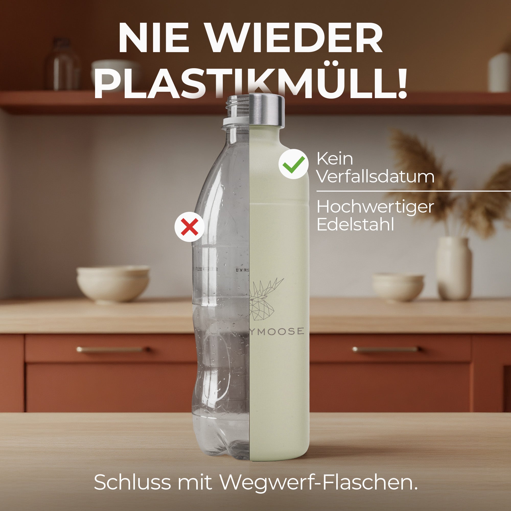Infinity Edelstahlflasche 1,25L für Aarke, Philips, Brita