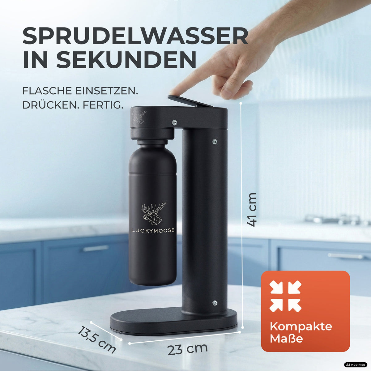Infinity-S Wassersprudler mit 1,25L Edelstahlflaschen