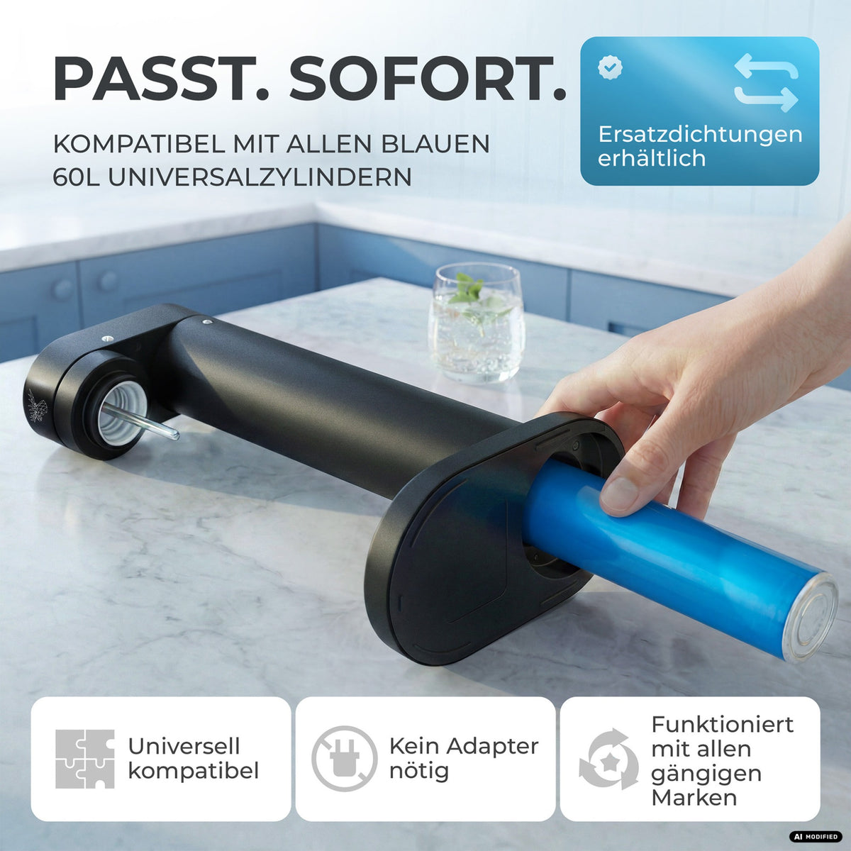 Infinity-S Wassersprudler mit 1,25L Edelstahlflaschen