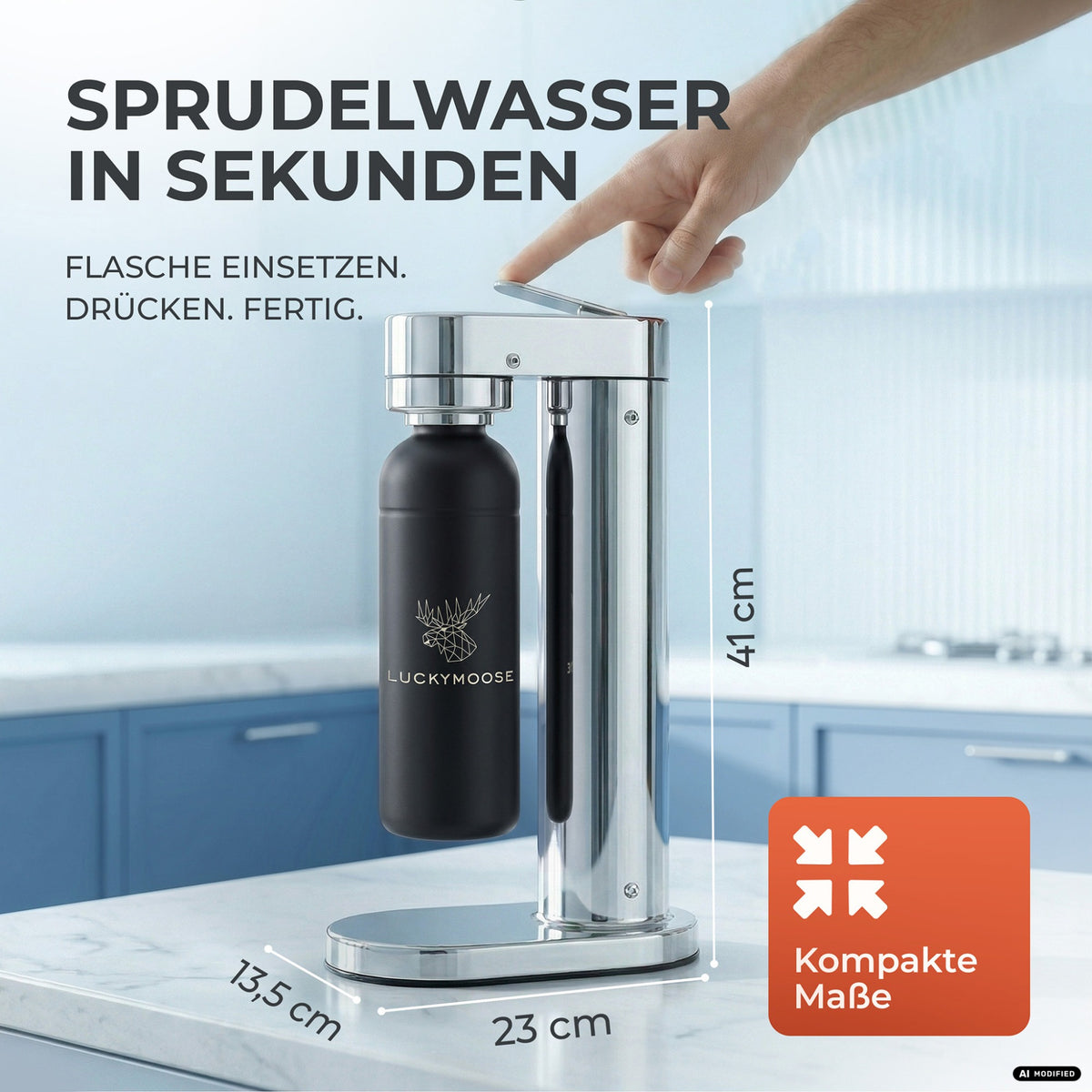 Infinity-S Wassersprudler mit 1,25L Edelstahlflaschen