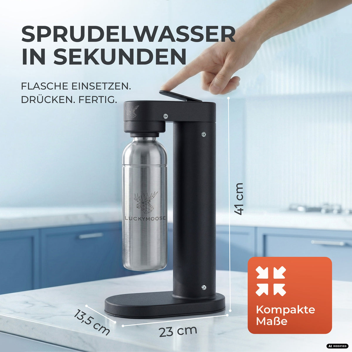 Infinity-S Wassersprudler mit 1,25L Edelstahlflaschen