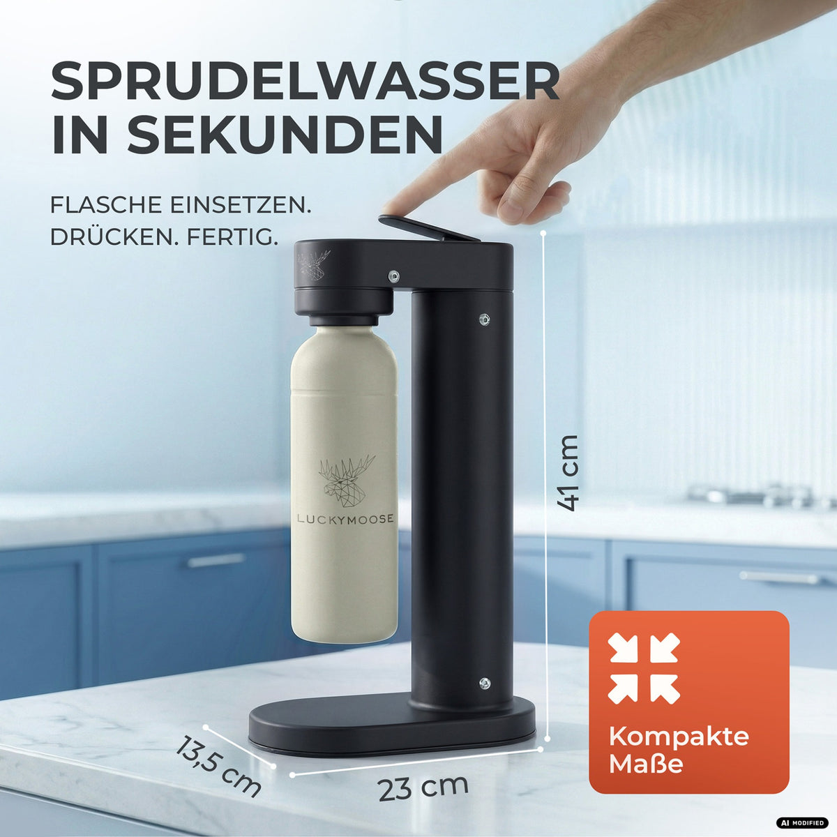 Infinity-S Wassersprudler mit 1,25L Edelstahlflaschen