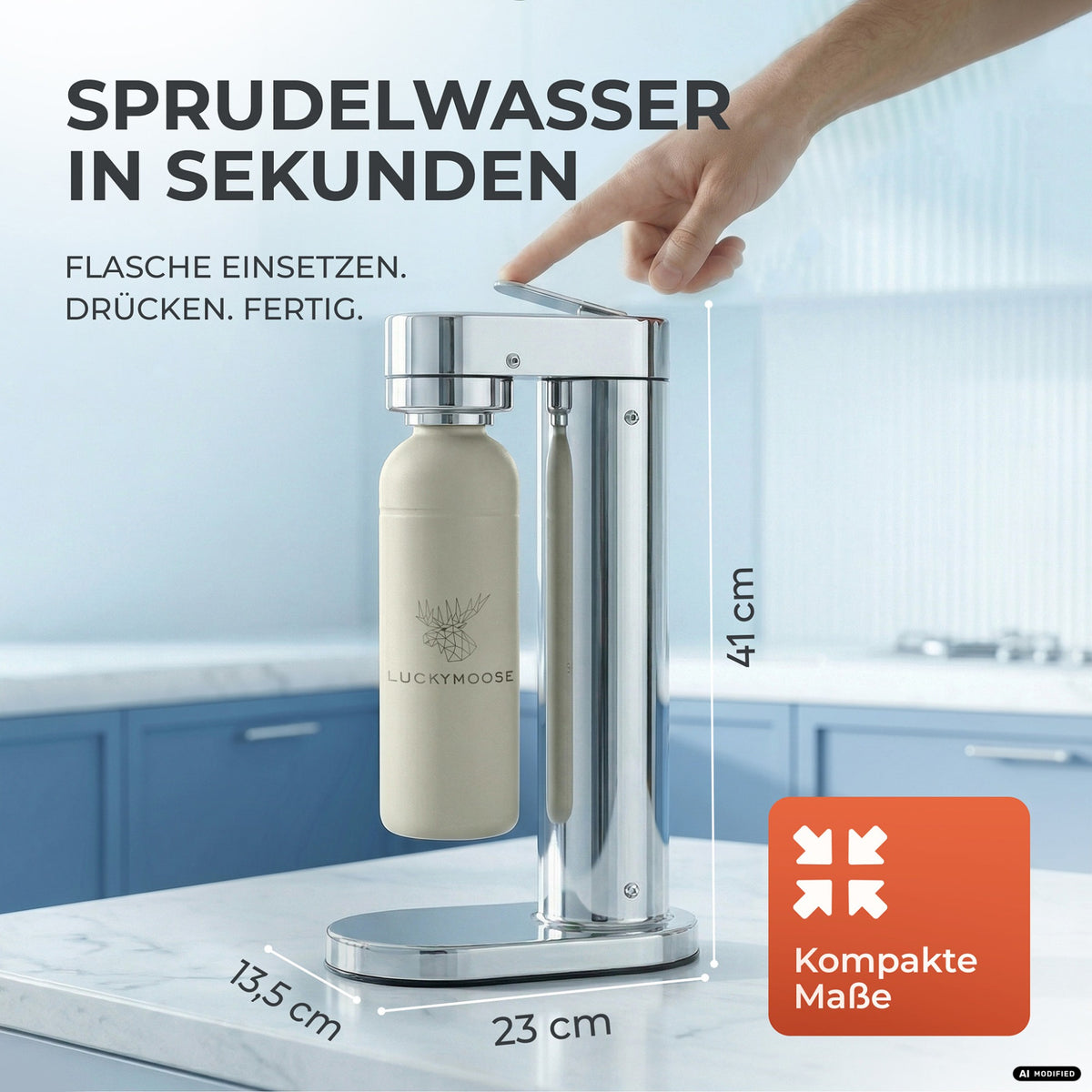 Infinity-S Wassersprudler mit 1,25L Edelstahlflaschen