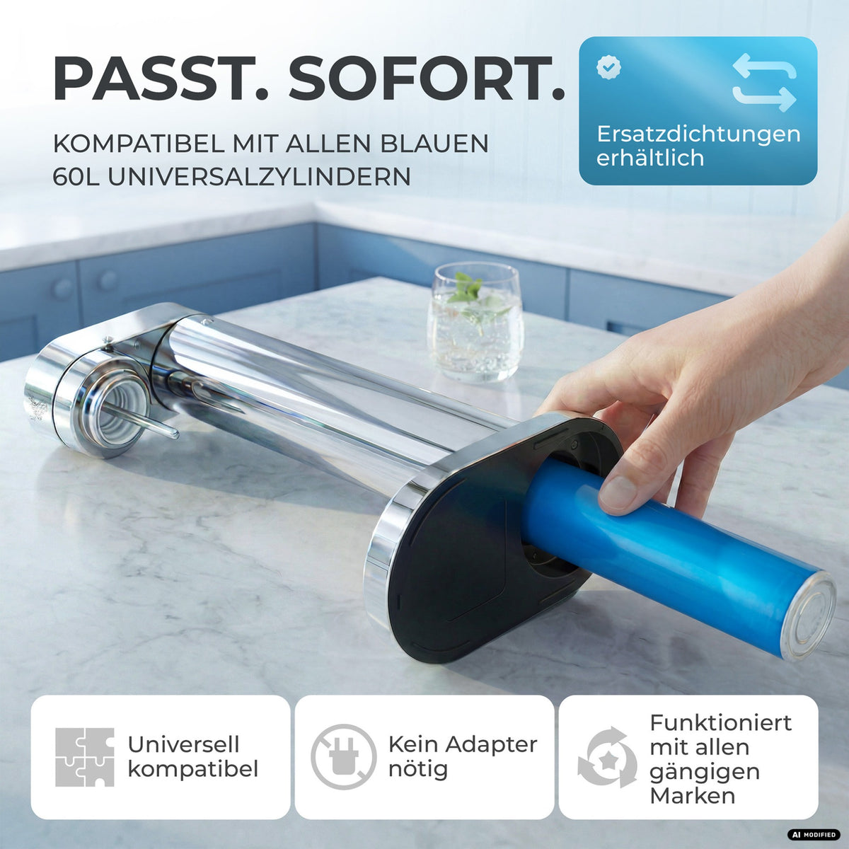 Infinity-S Wassersprudler mit 1,25L Edelstahlflaschen