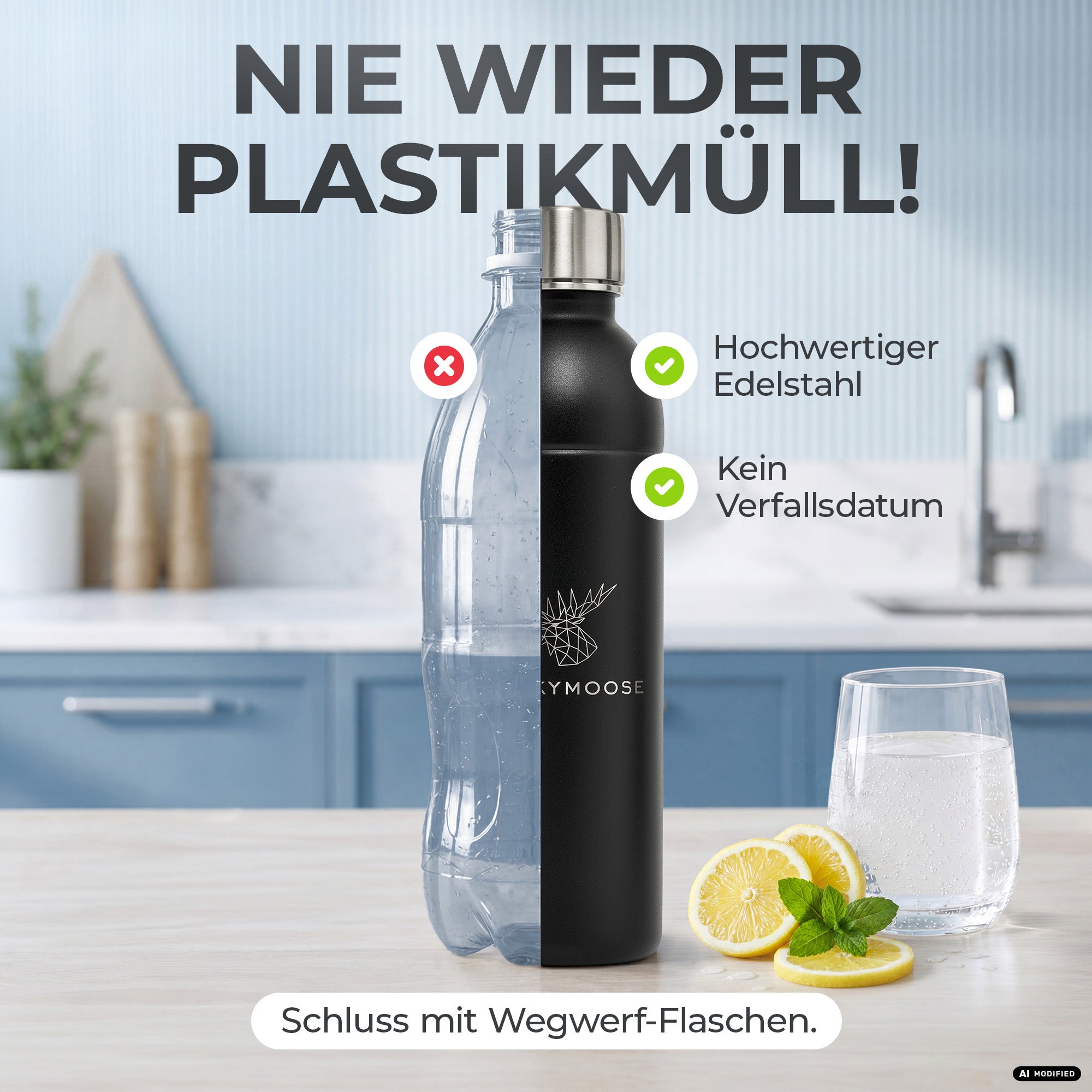 Bouteille en acier inoxydable Infinity pour 1,1L & 0,75L Sodastream TERRA & DUO