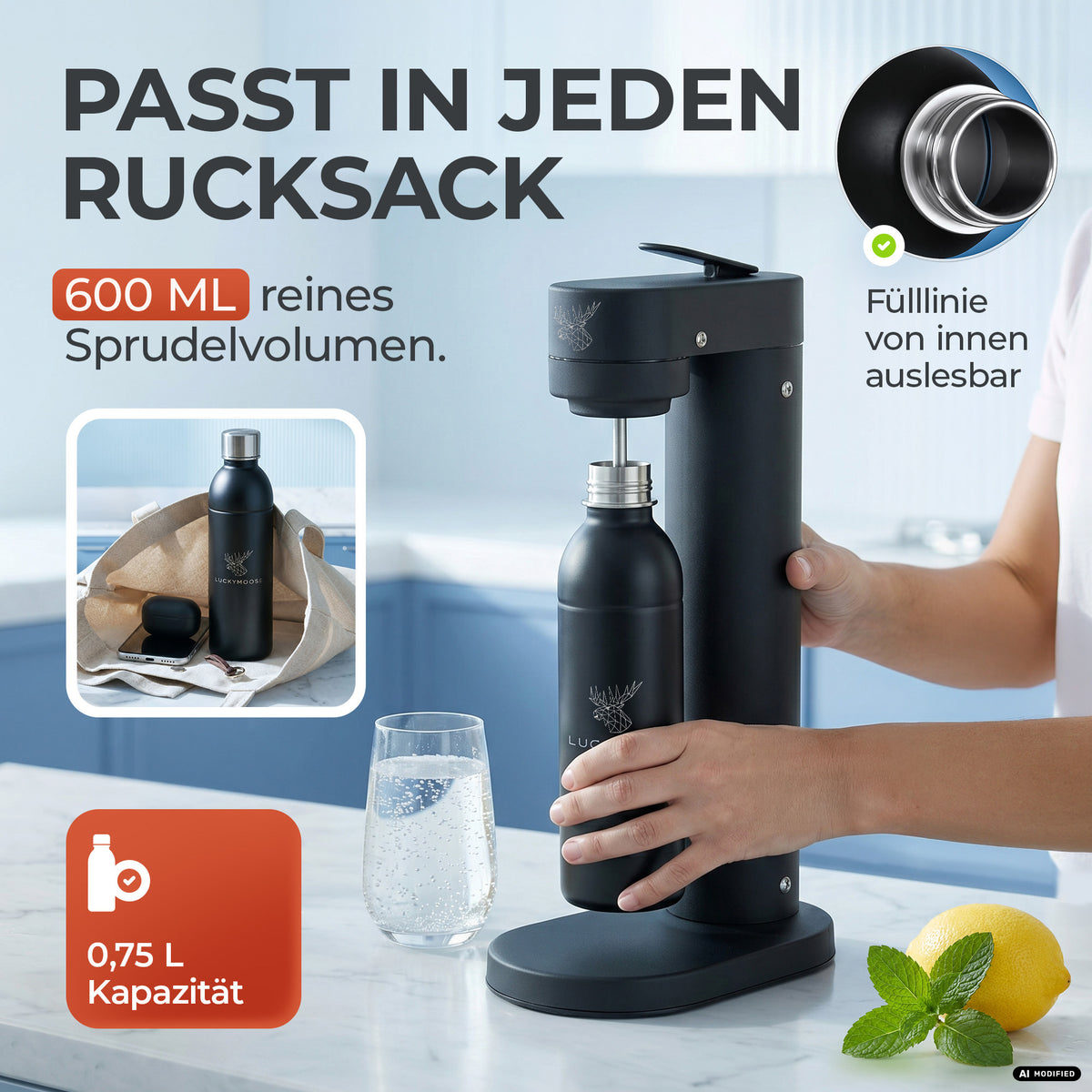 Bouteille en acier inoxydable Infinity pour 1,1L & 0,75L Sodastream TERRA & DUO