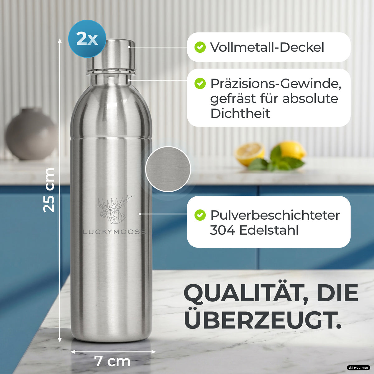 Bouteille en acier inoxydable Infinity pour 1,1L & 0,75L Sodastream TERRA & DUO