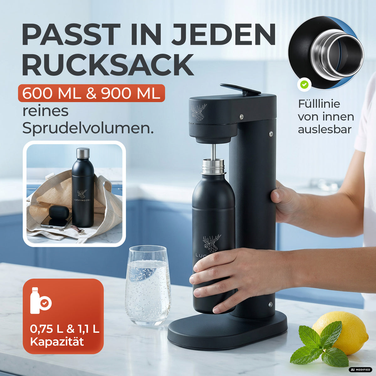 Bouteille en acier inoxydable Infinity pour 1,1L & 0,75L Sodastream TERRA & DUO