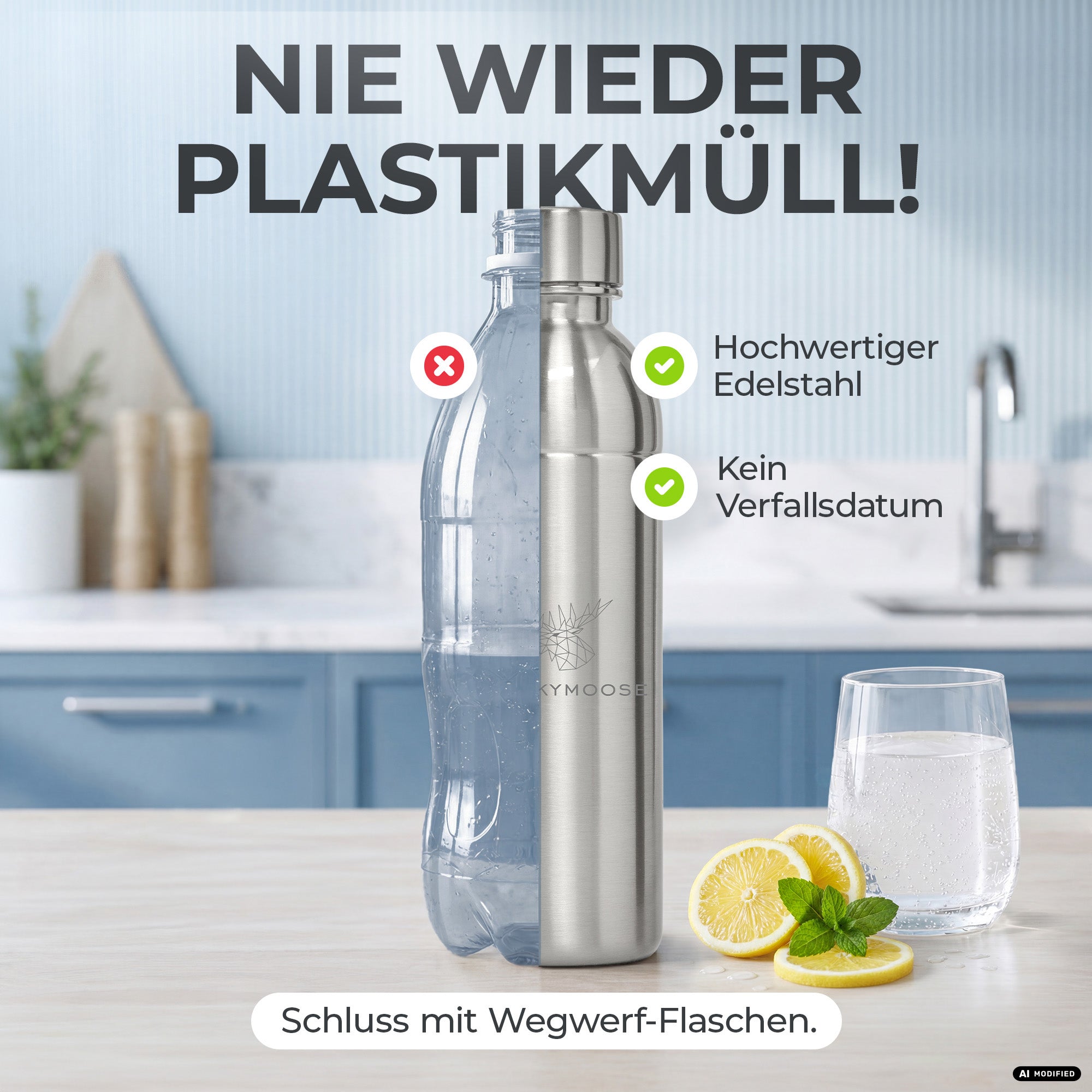 Bouteille en acier inoxydable Infinity pour 1,1L & 0,75L Sodastream TERRA & DUO