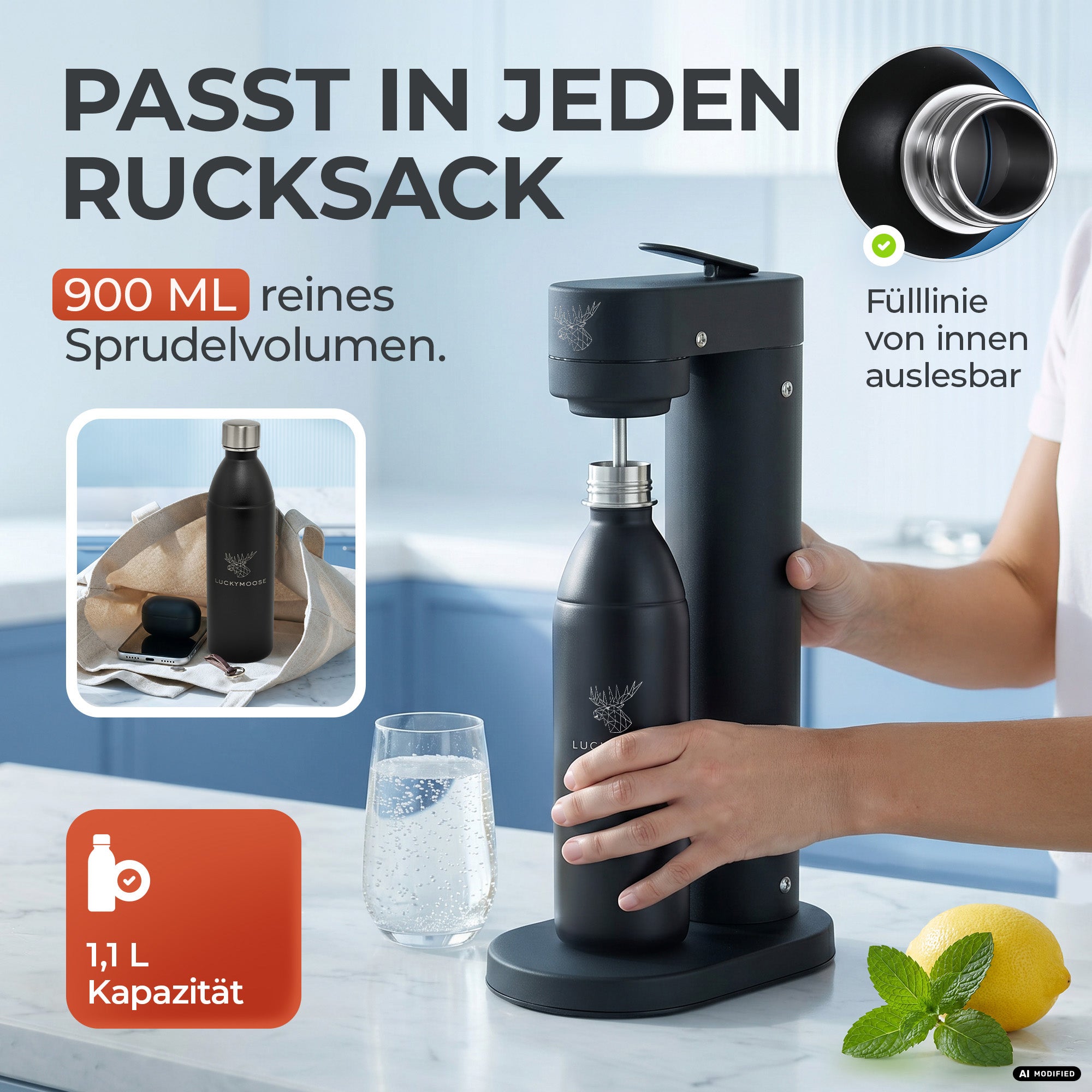 Bouteille en acier inoxydable Infinity pour 1,1L & 0,75L Sodastream TERRA & DUO