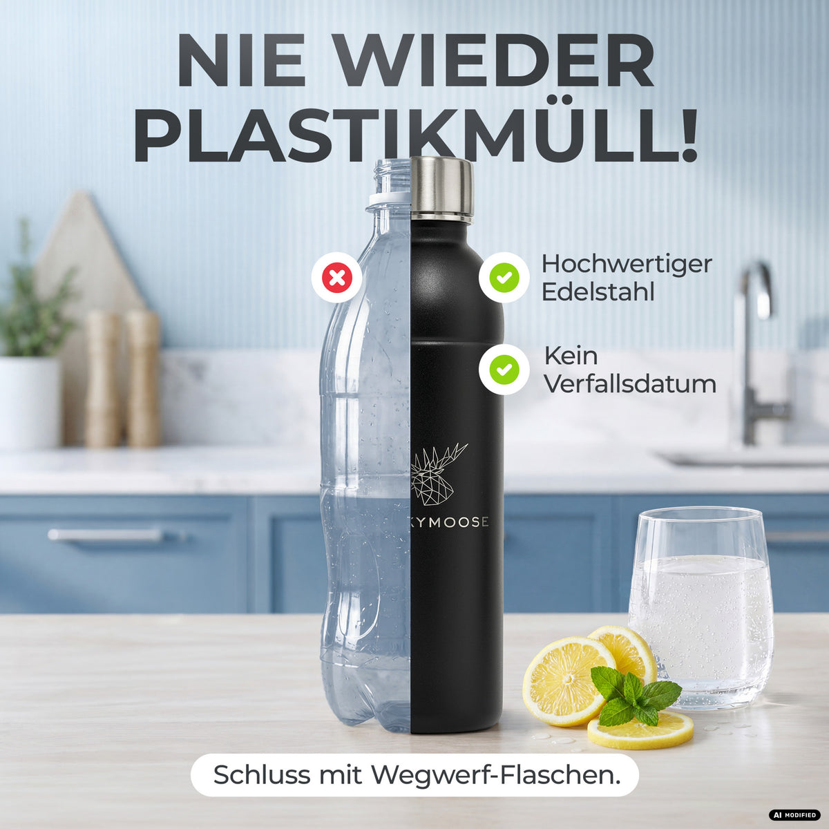 Infinity Edelstahlflasche für Aarke, Philips, Brita