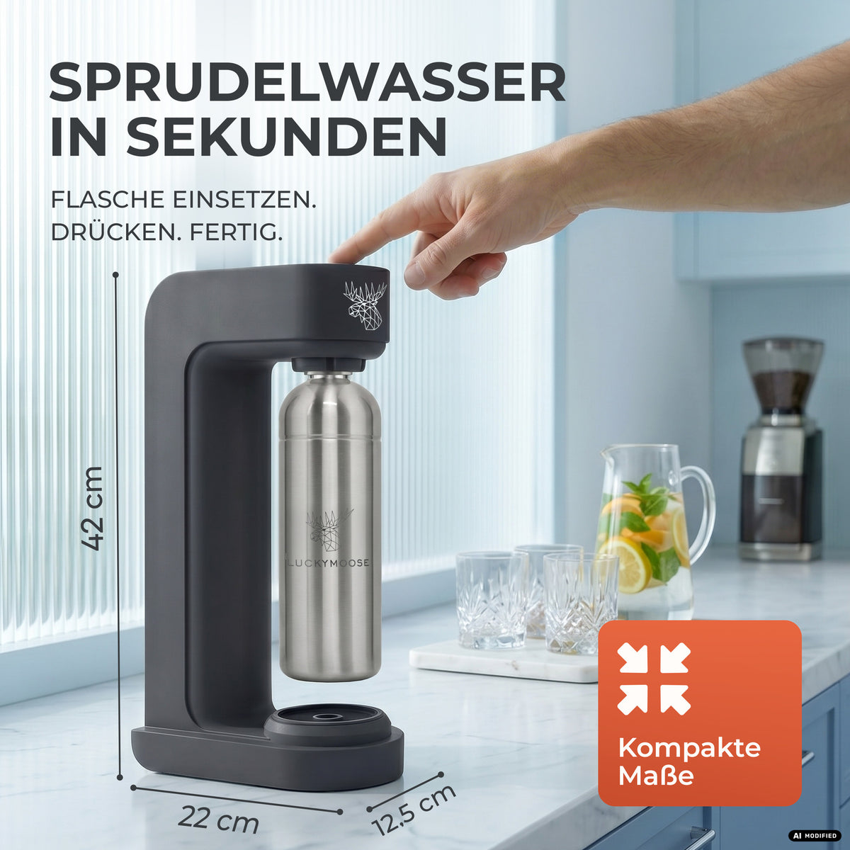 Infinity Wassersprudler mit 1,25L Edelstahlflaschen