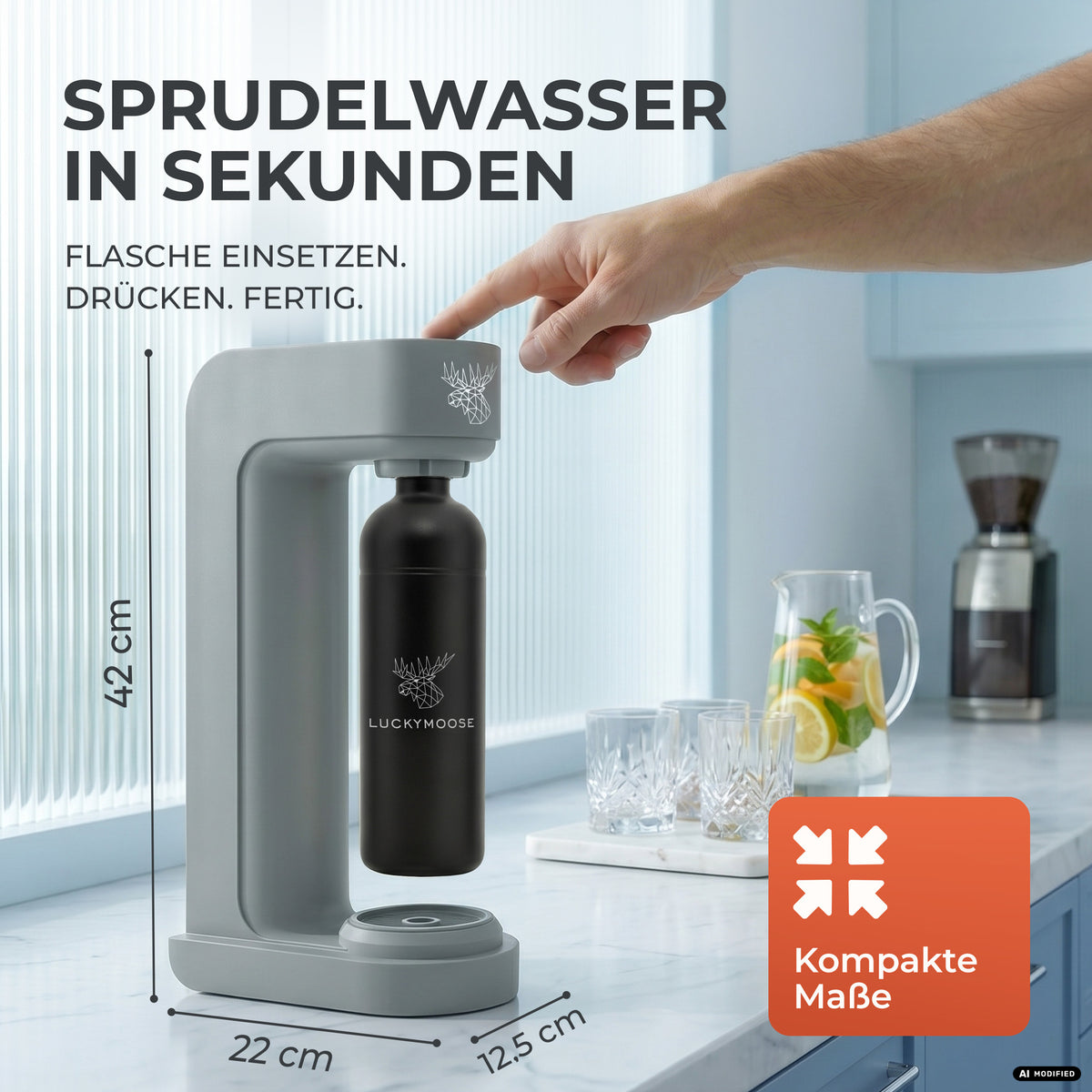 Infinity Wassersprudler mit 1,25L Edelstahlflaschen