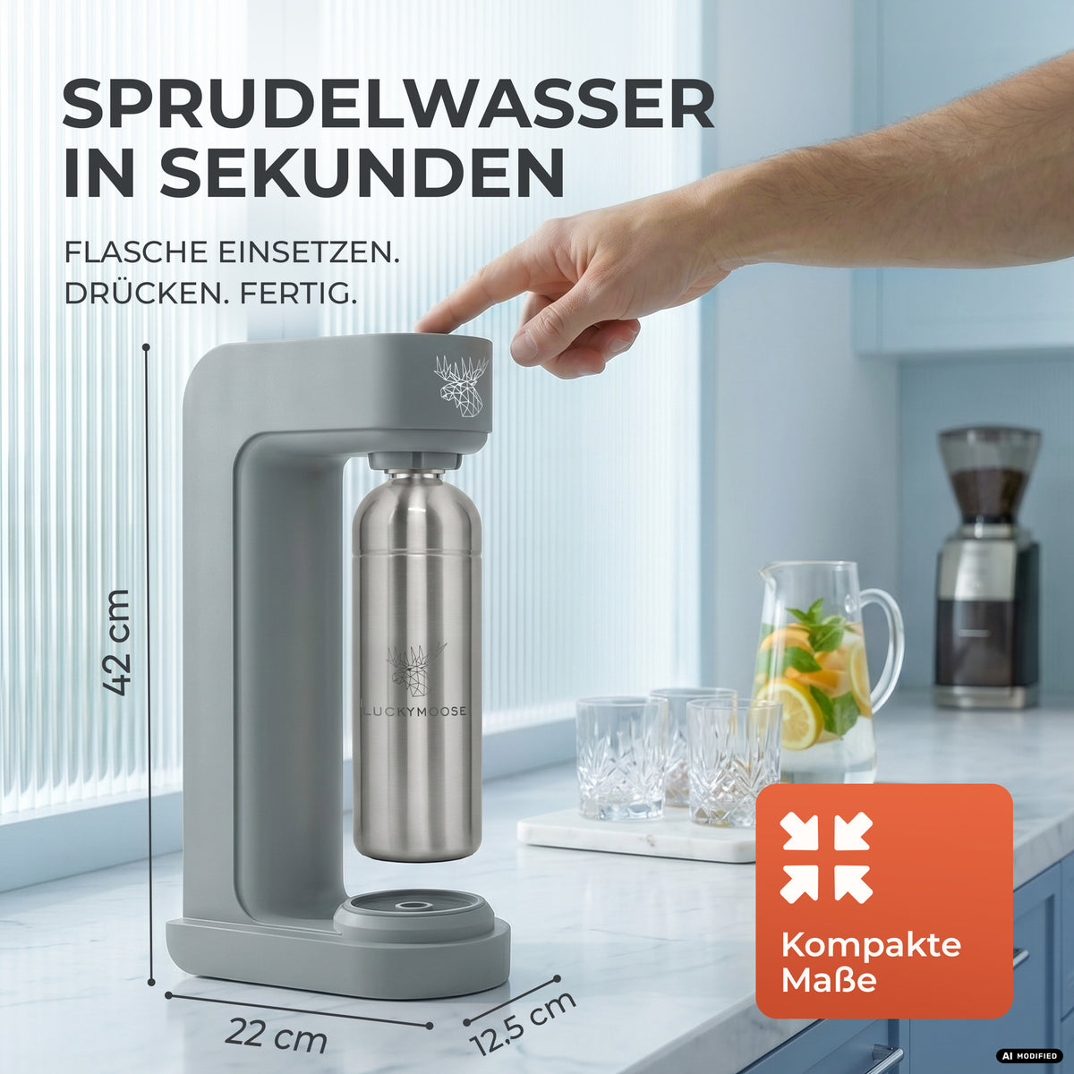 Infinity Wassersprudler mit 1,25L Edelstahlflaschen