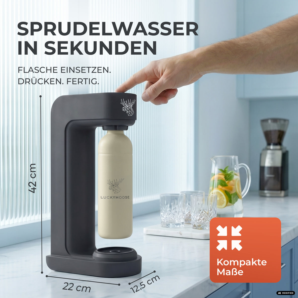 Infinity Wassersprudler mit 1,25L Edelstahlflaschen