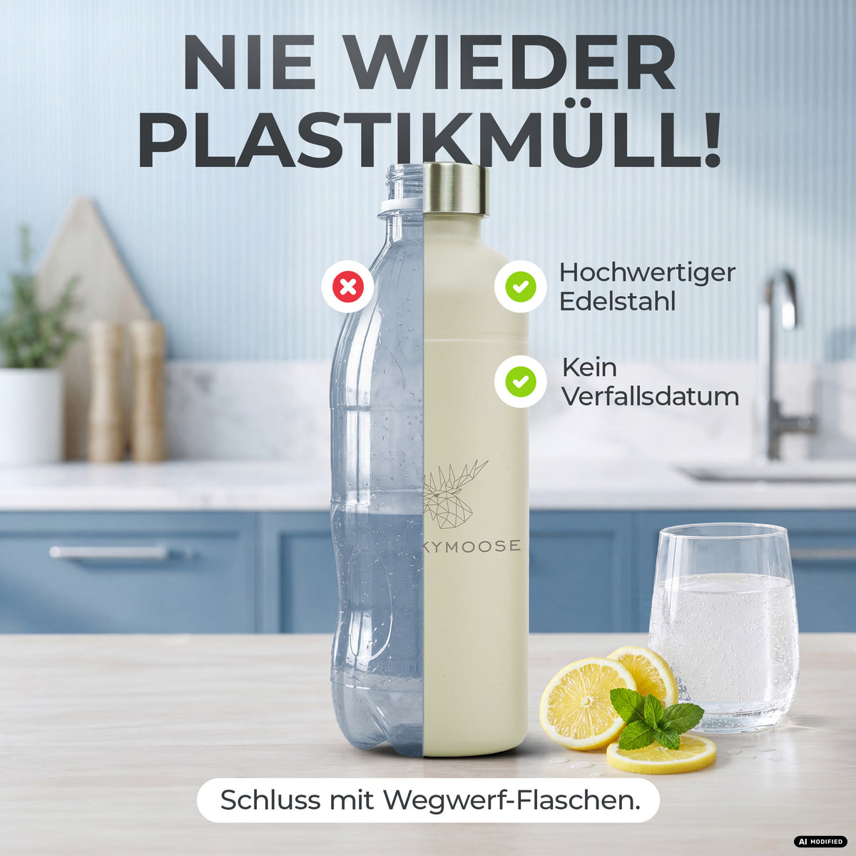 Infinity Edelstahlflasche für Aarke, Philips, Brita