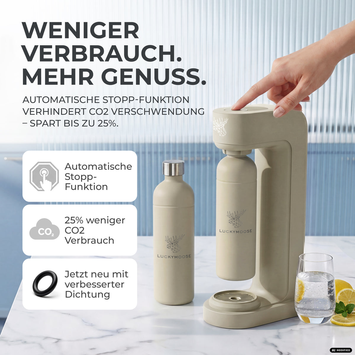 Infinity Wassersprudler mit 1,25L Edelstahlflaschen