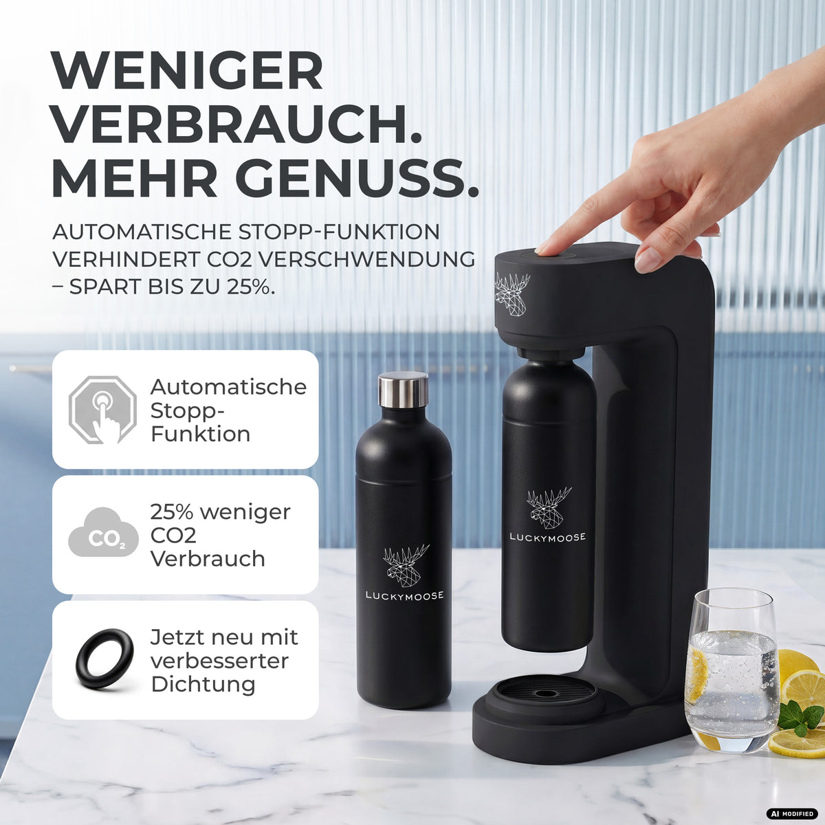 Infinity Wassersprudler mit 1,25L Edelstahlflaschen