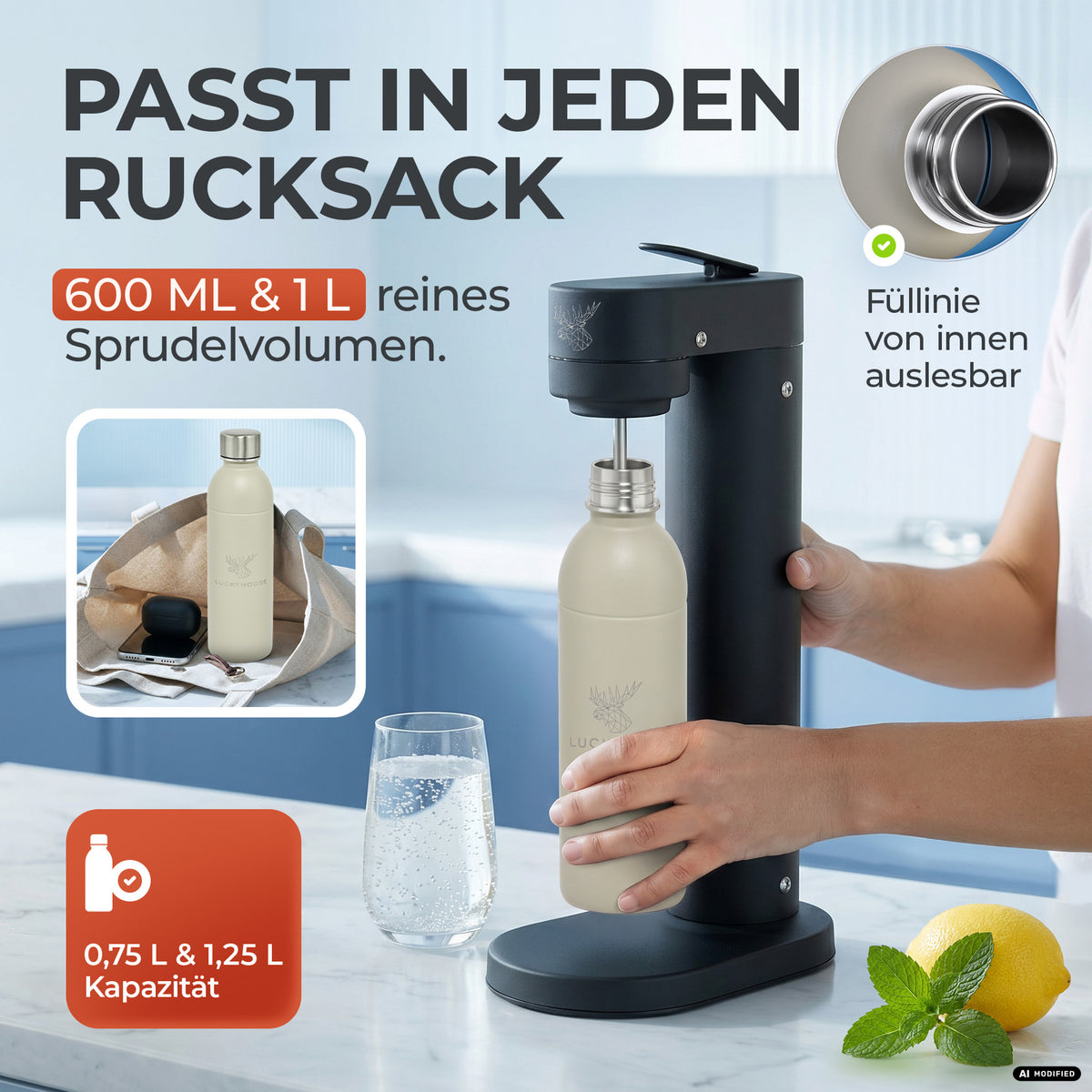 Infinity Edelstahlflasche für Aarke, Philips, Brita