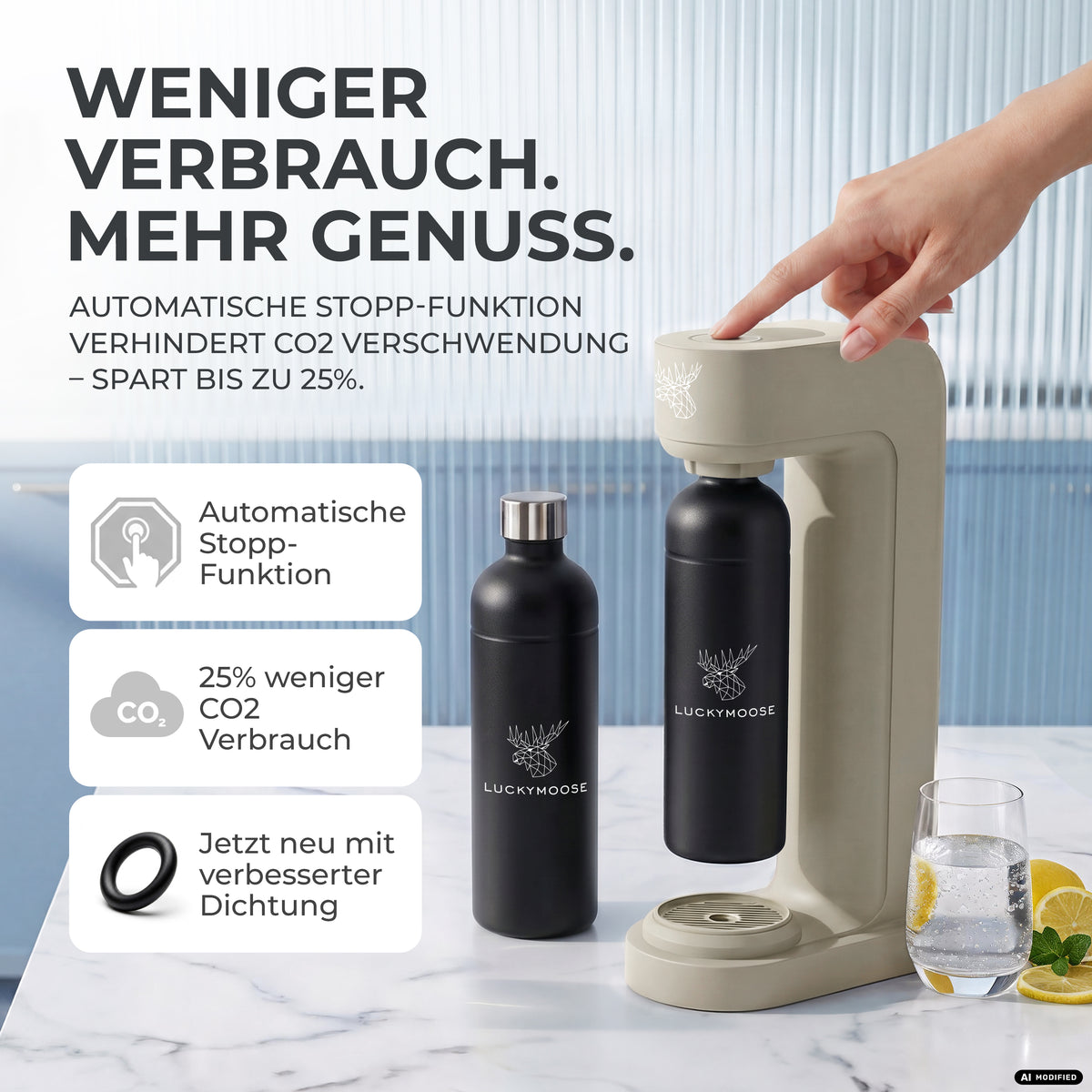 Infinity Wassersprudler mit 1,25L Edelstahlflaschen