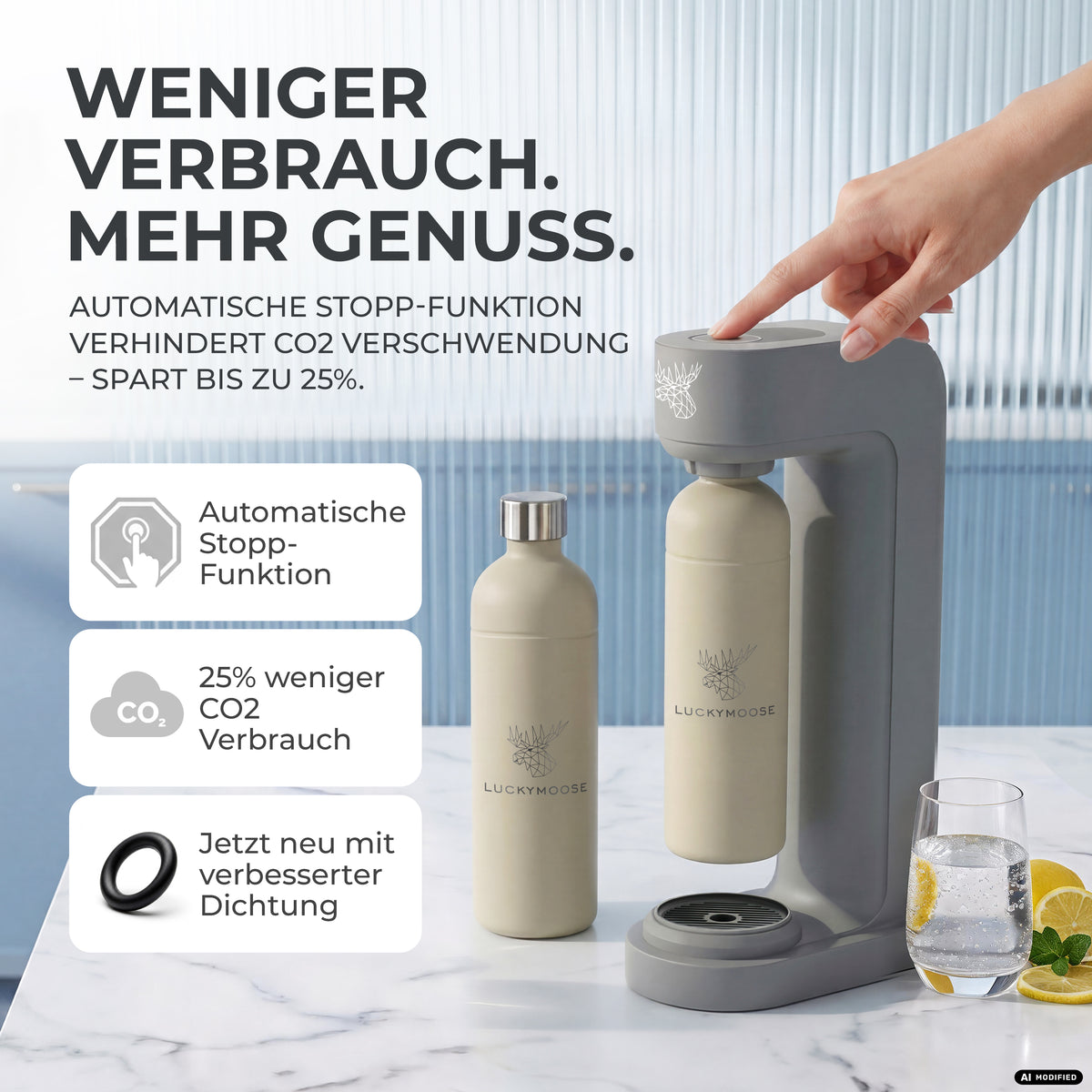 Infinity Wassersprudler mit 1,25L Edelstahlflaschen