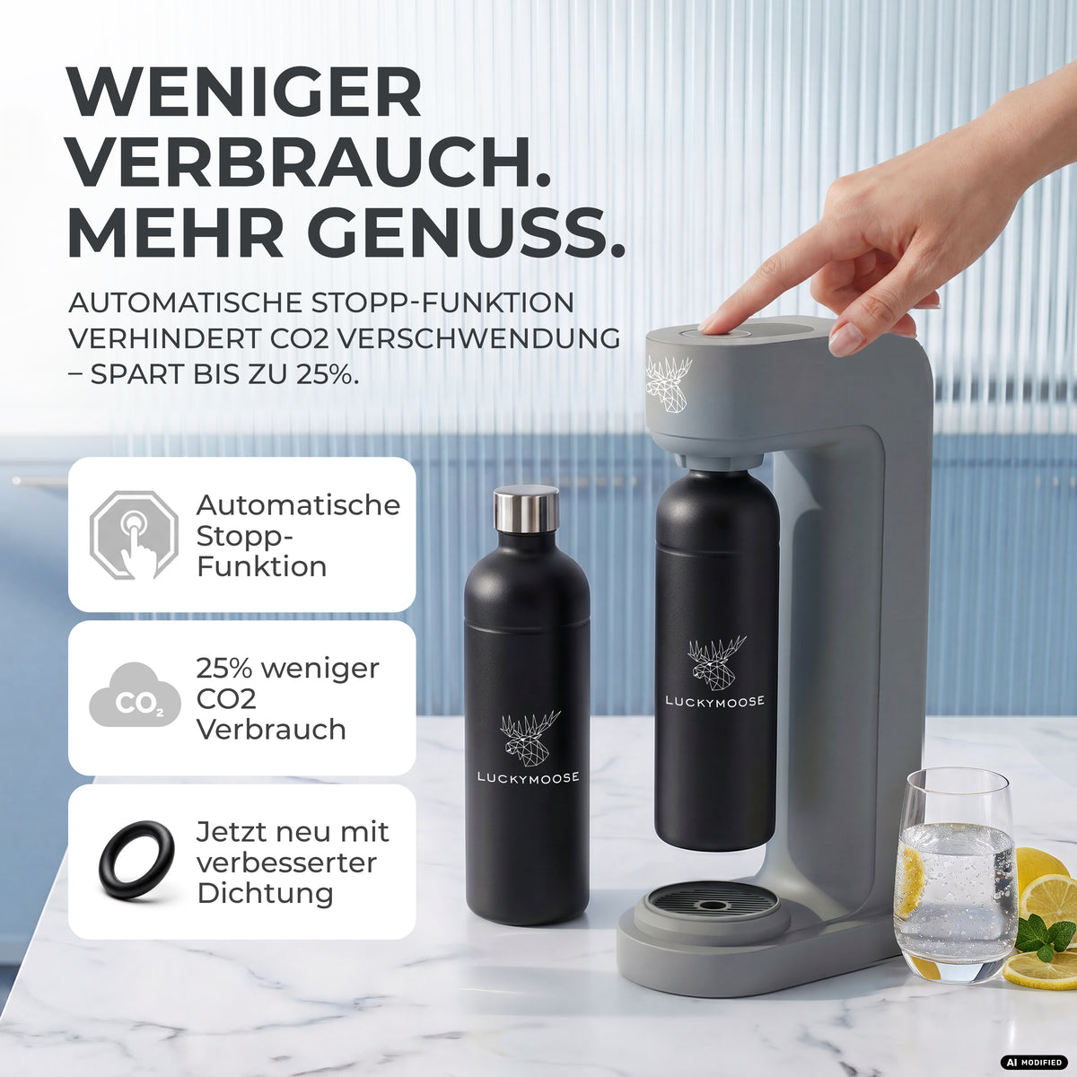Infinity Wassersprudler mit 1,25L Edelstahlflaschen