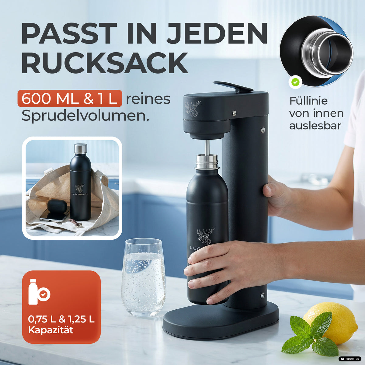 Infinity Edelstahlflasche für Aarke, Philips, Brita