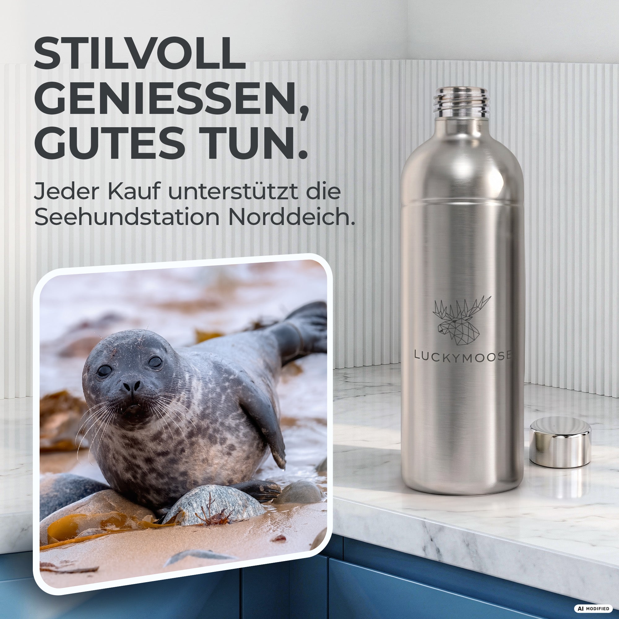 Bouteille en acier inoxydable Infinity 1,25L & 0,75L pour Aarke, Philips, Brita