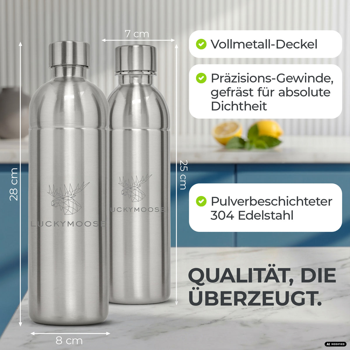 Infinity Edelstahlflasche für Aarke, Philips, Brita