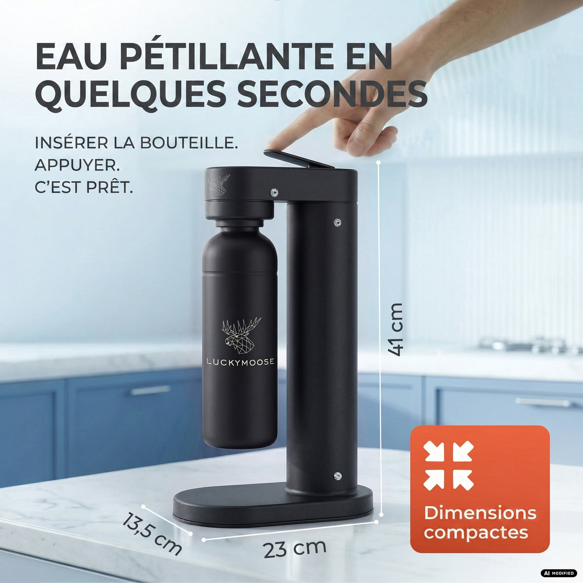 Machine à eau gazeuse Infinity-S avec 2 bouteilles en acier inoxydable d
